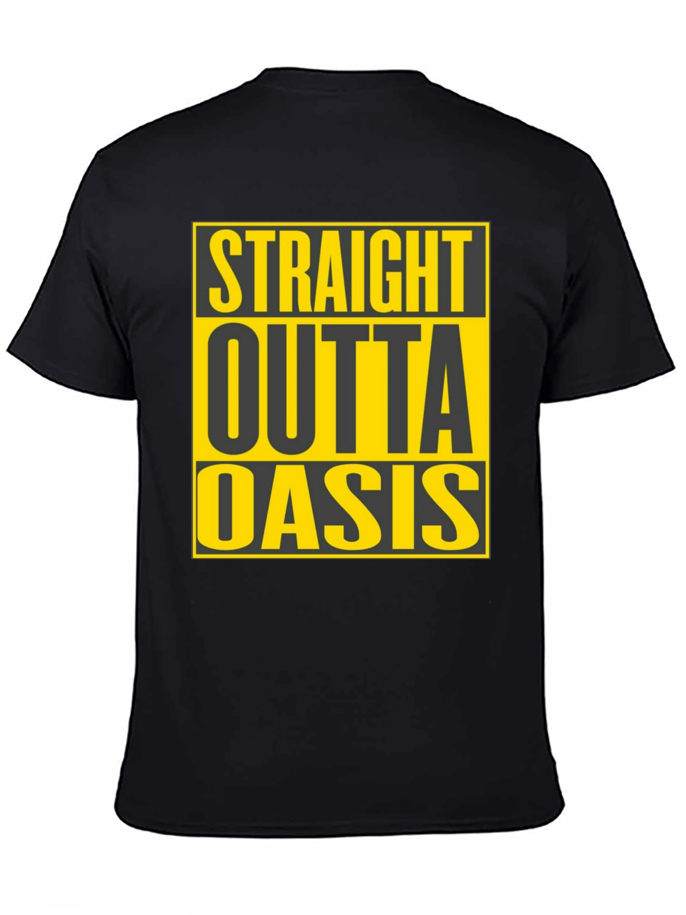 Black Straight Outta Oasis T-Shirt - Black Crew Neck Tee view 4
