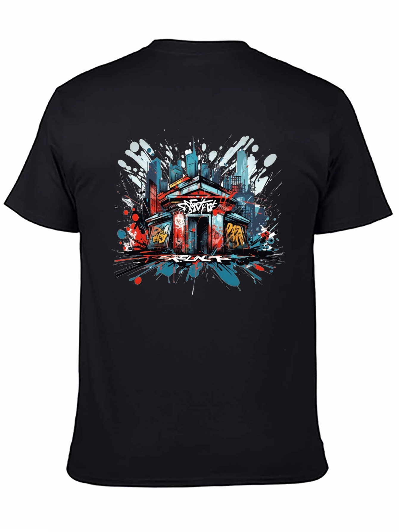 Black Urban Graffiti Art T-Shirt view 4