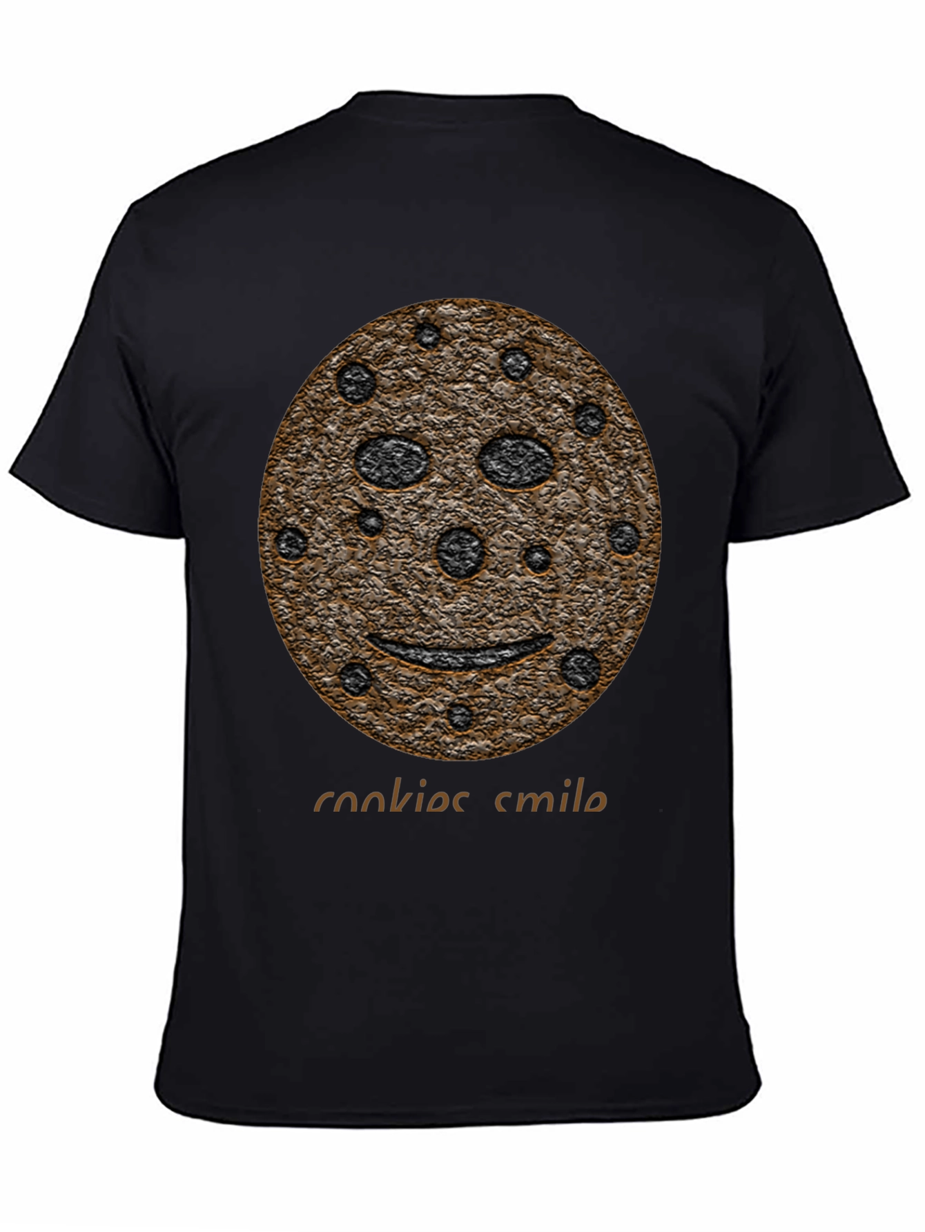 Black Cookie Smile Graphic Black T-Shirt view 4