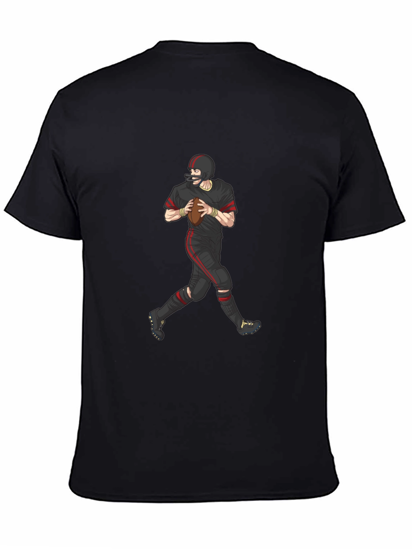 Black Vintage Football Player Graphic T-Shirt - Black view 4