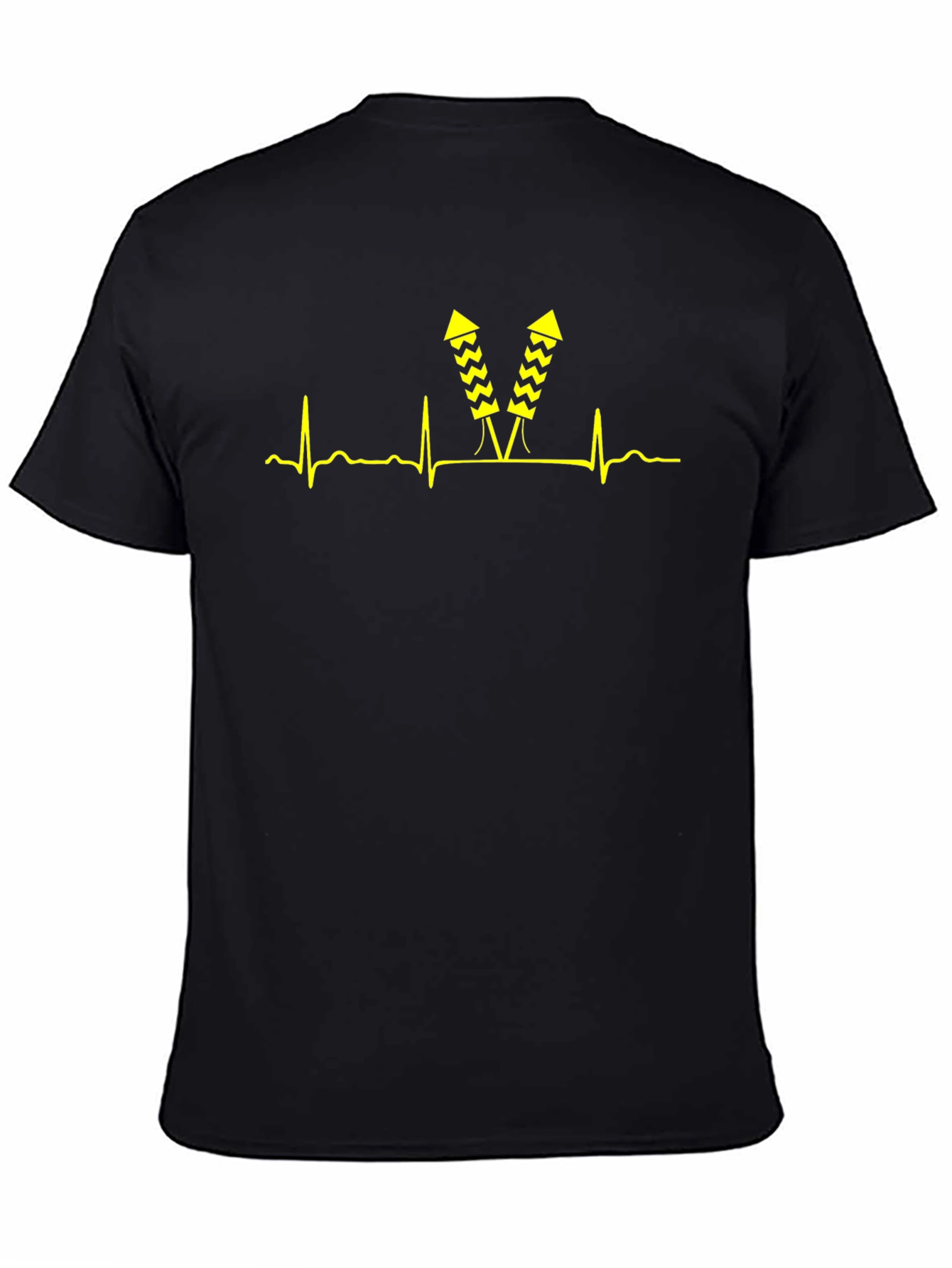 Black Fireworks Heartbeat T-Shirt - Black view 4