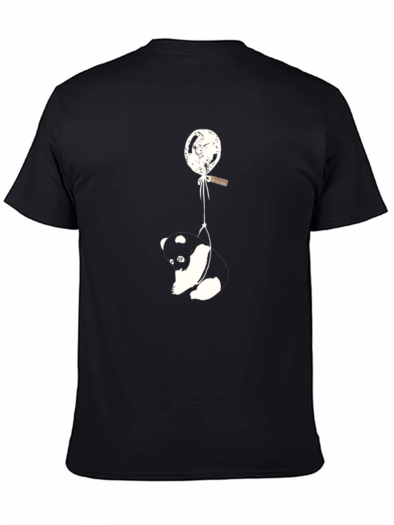 Black Panda Balloon Graphic Tee - Relaxed Fit Black T-Shirt view 4