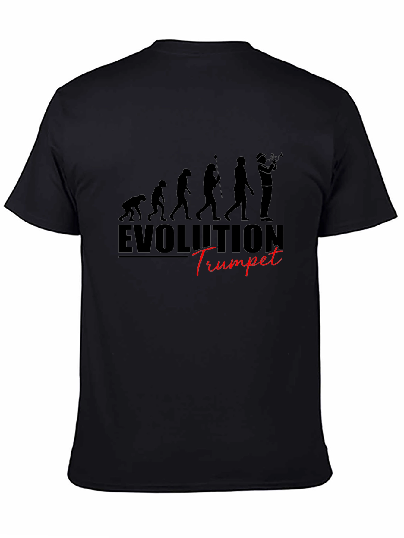 Black Evolution of Trumpet Player Black T-Shirt view 4