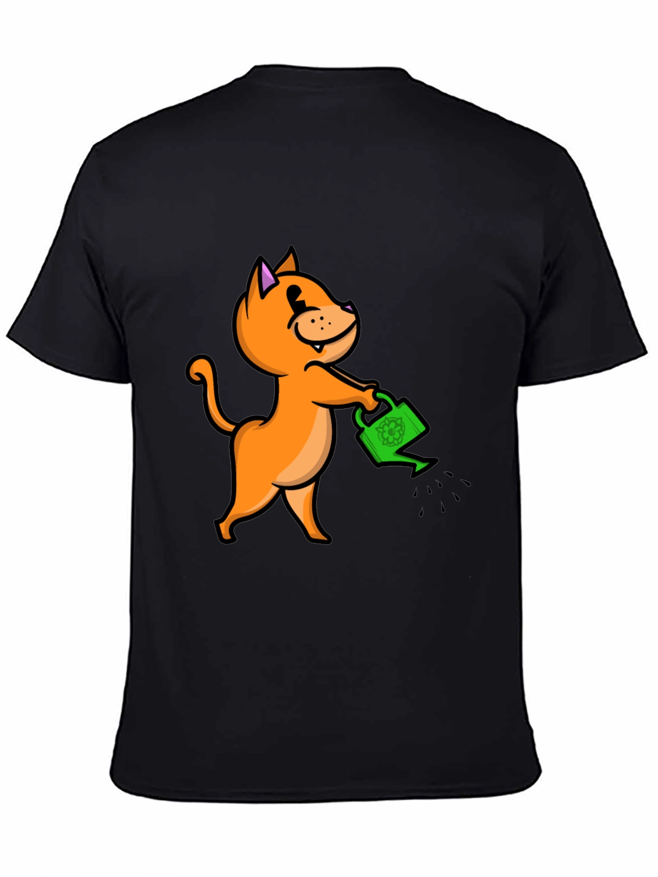 Black Cat with Watering Can T-Shirt view 4