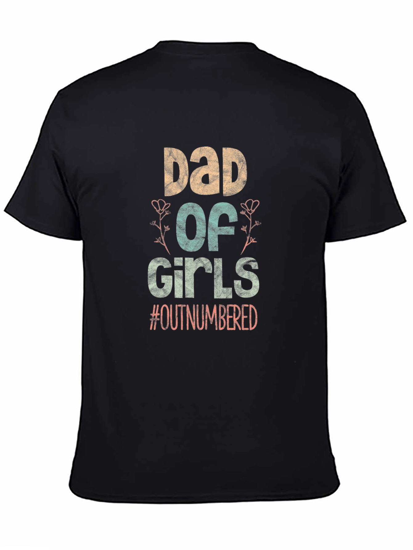 Black Dad of Girls T-Shirt - #Outnumbered view 4
