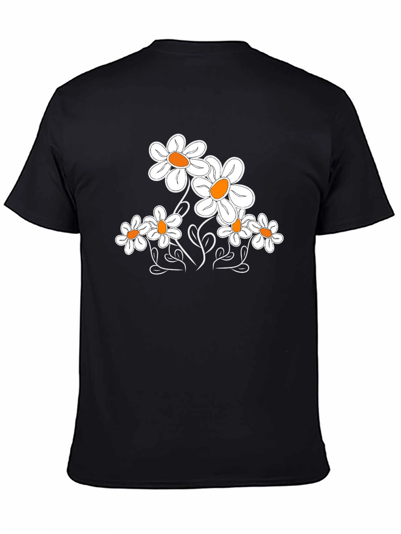 Black Daisy Graphic T-Shirt - Classic Black Tee view 4