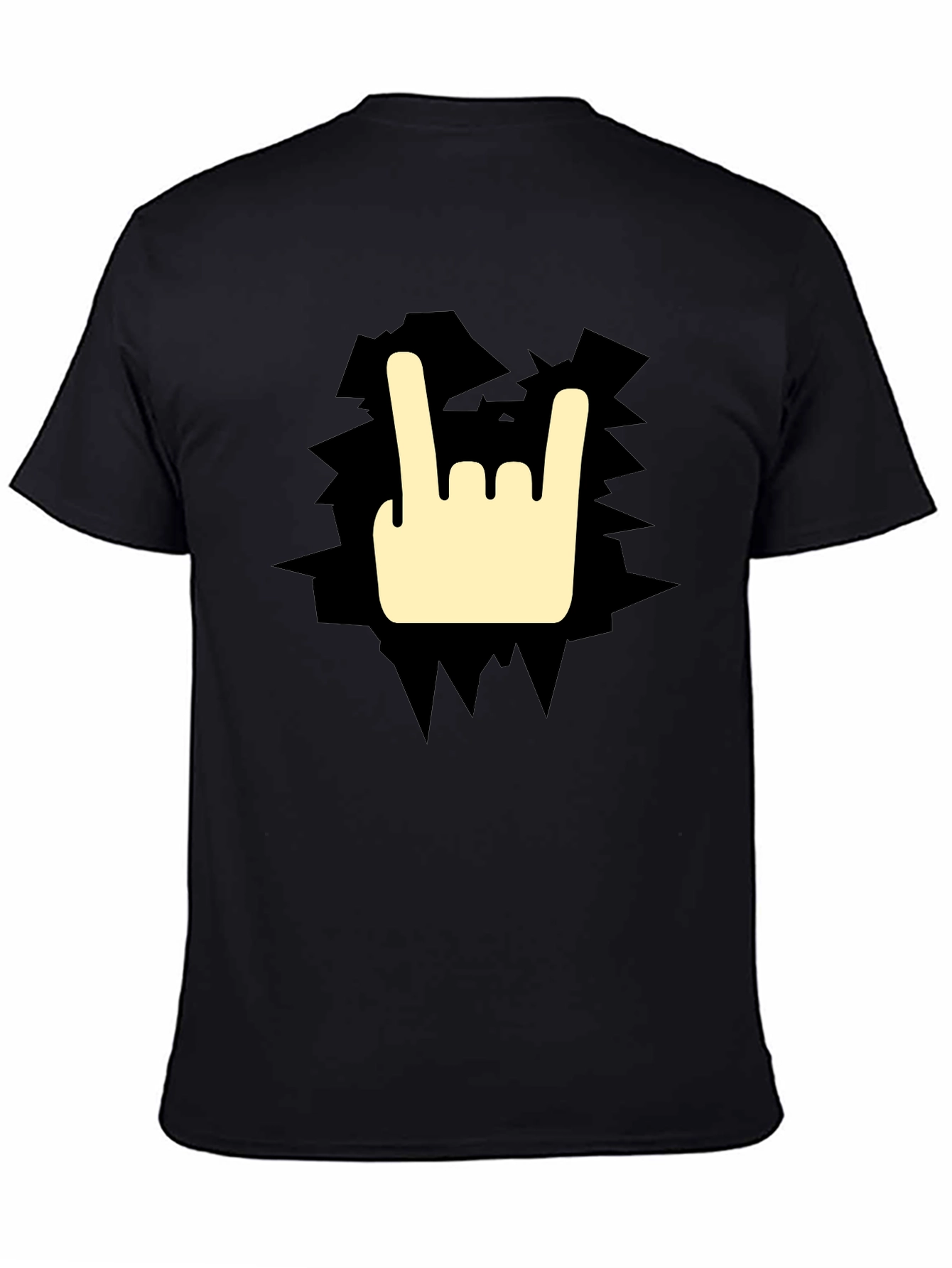 Black Rock On Graphic Tee - Black Cotton T-Shirt view 4