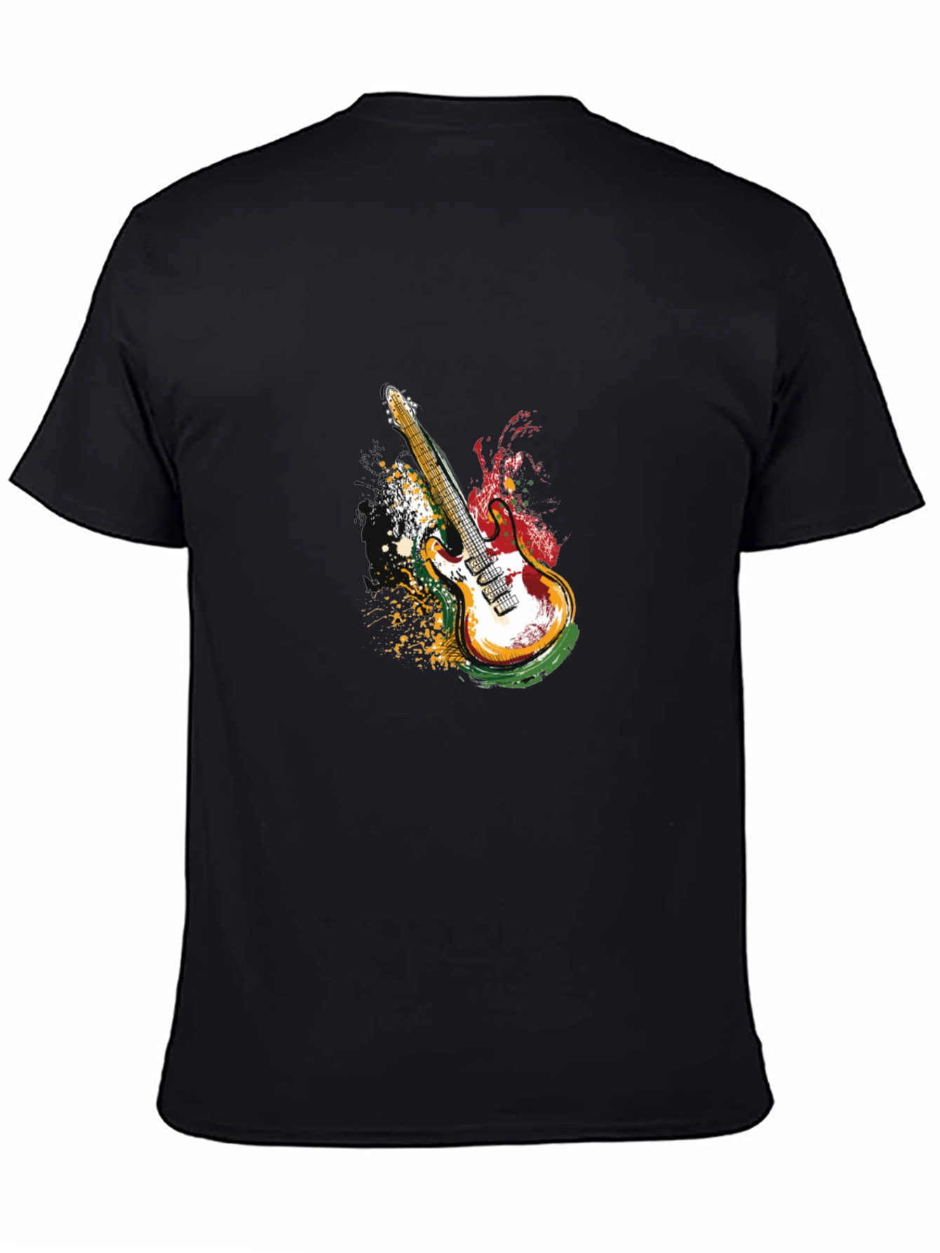 Black Electric Guitar Graphic T-Shirt - Black view 4