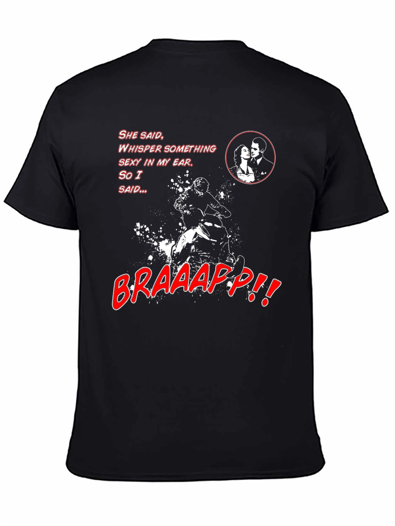 Black Funny Motorcycle T-Shirt - "Braaap" Humor Tee view 4