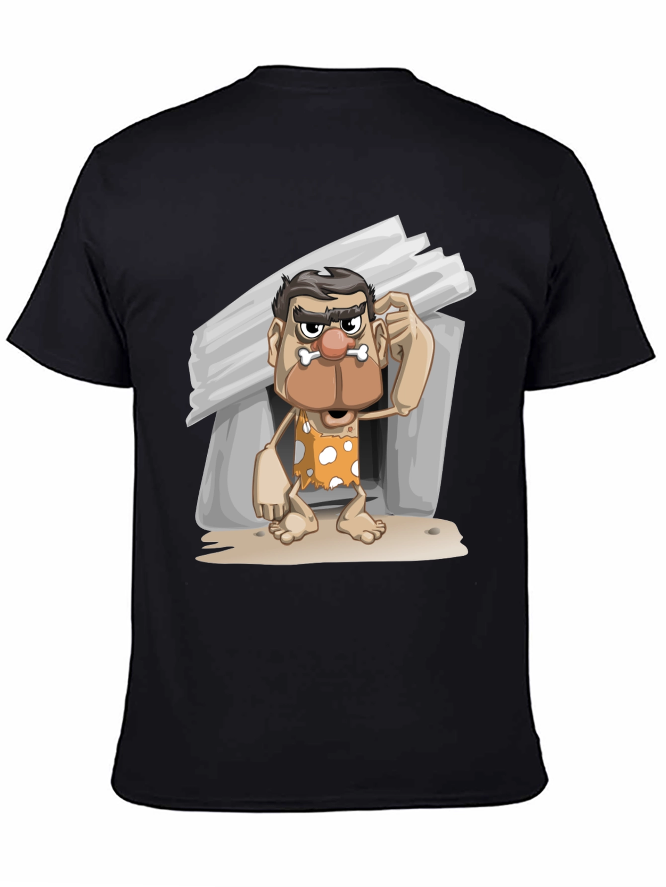 Black Funny Caveman Graphic T-Shirt view 4