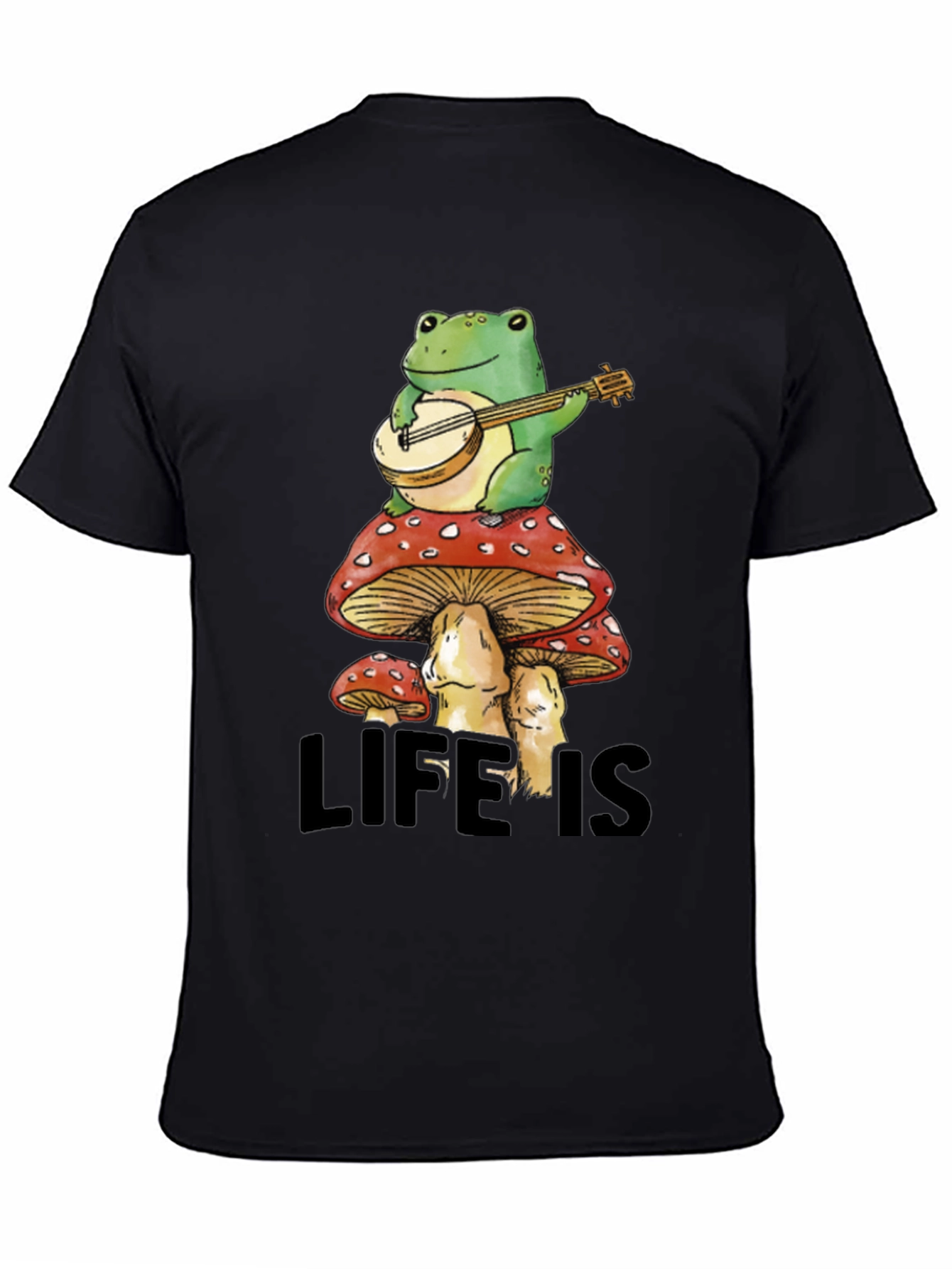 Black Frog on Mushroom T-Shirt - Life is Good! view 4