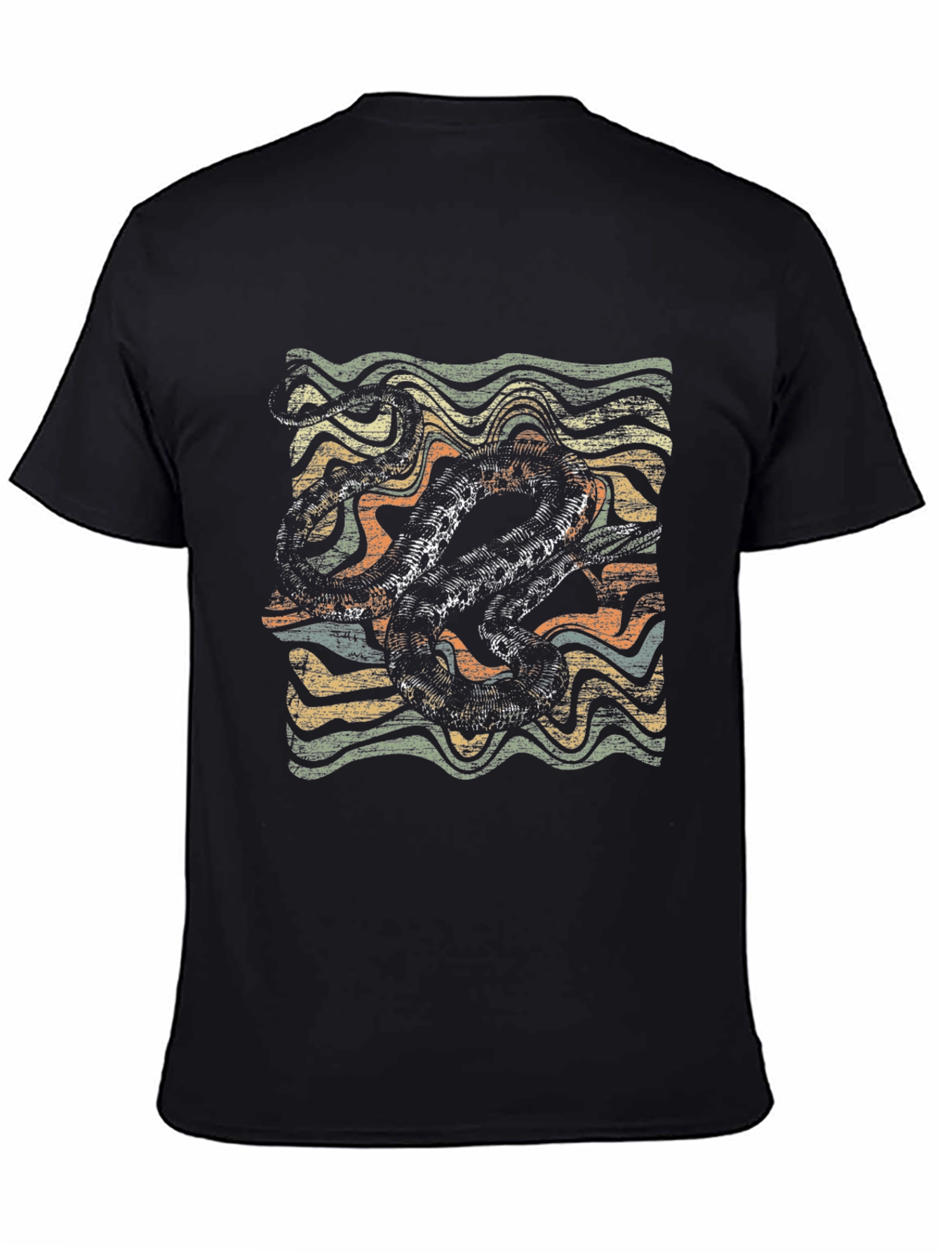 Black Retro Octopus Graphic T-Shirt - Vintage Style view 4