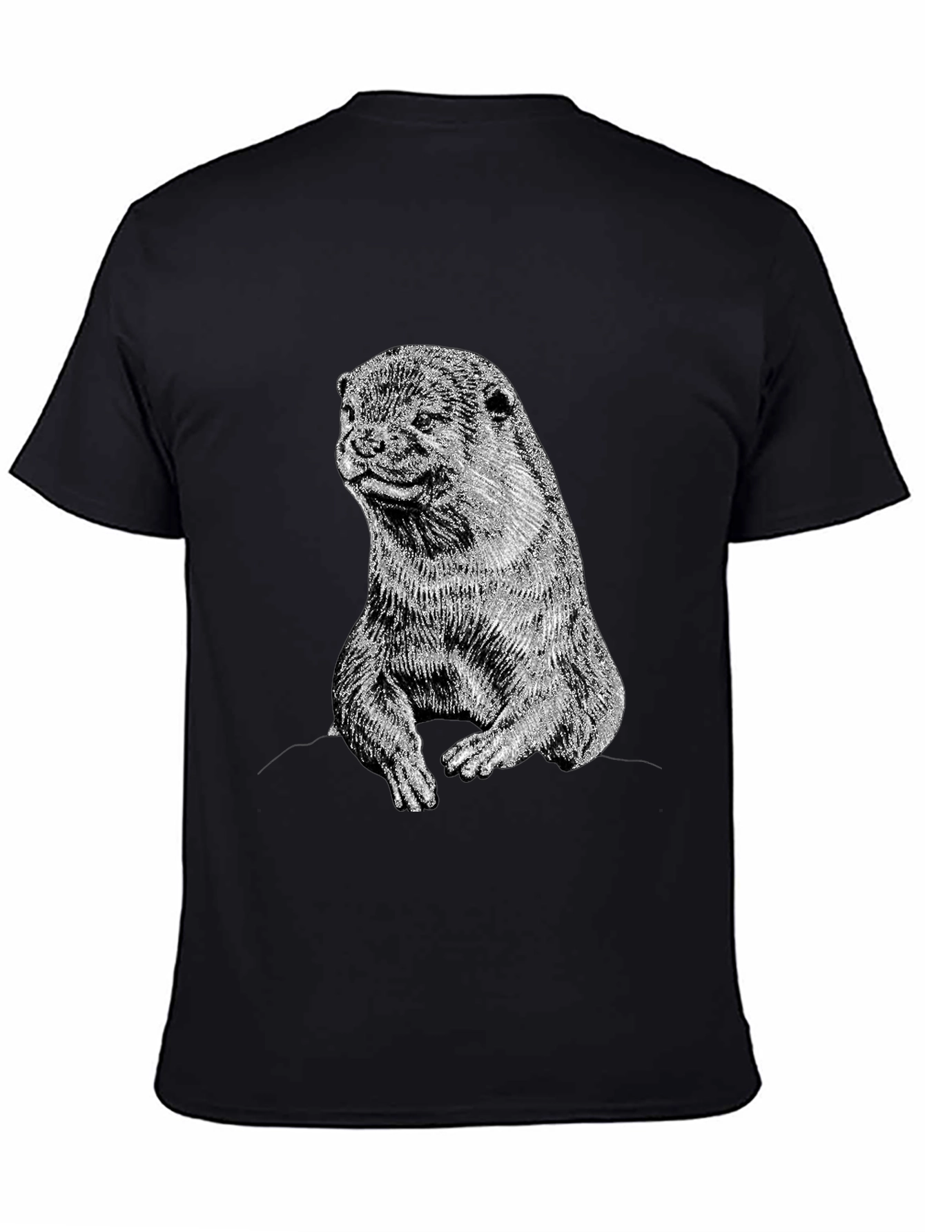 Black Otter Graphic T-Shirt - Black, Animal Lover Tee view 4