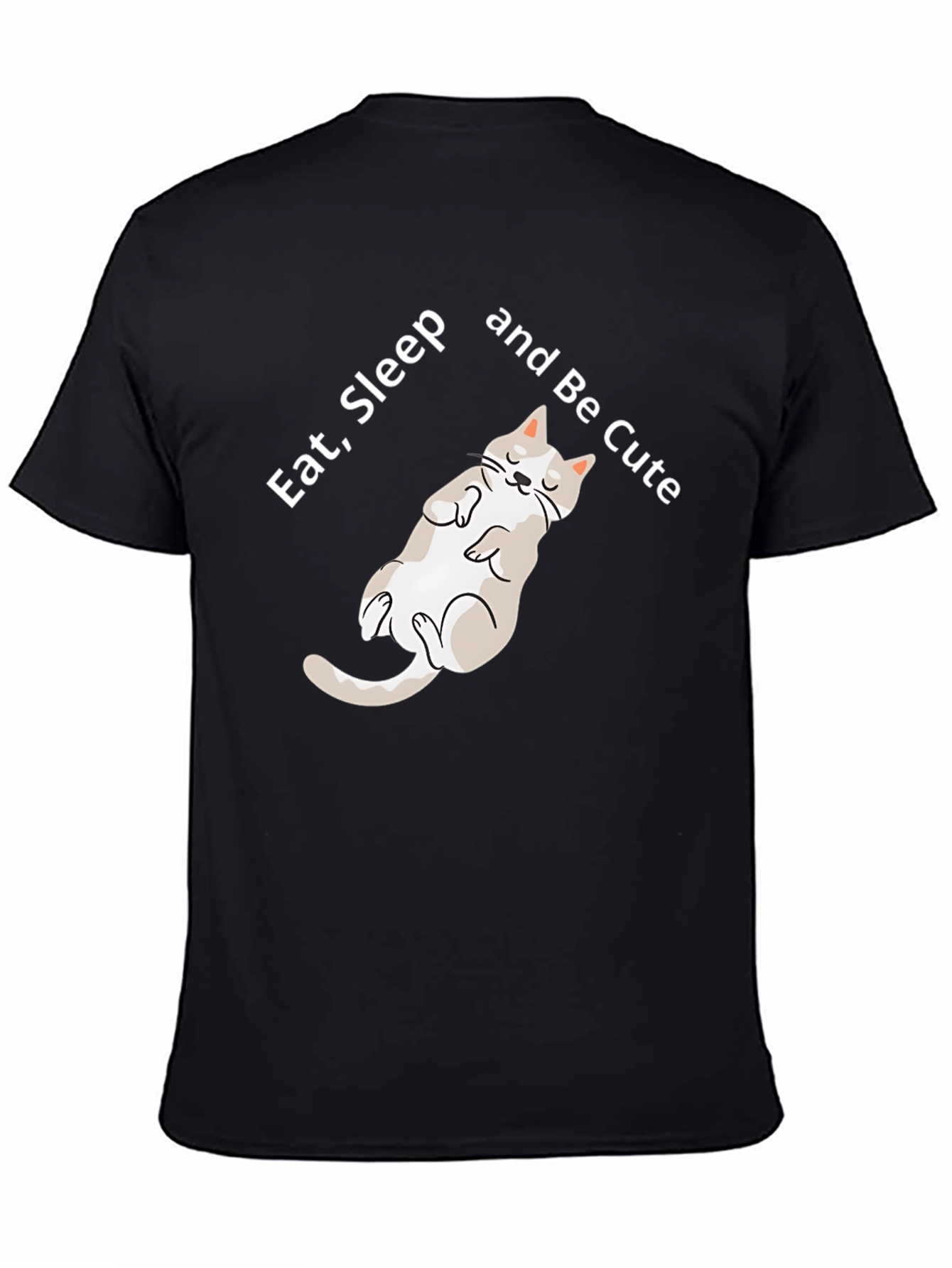 Black Eat Sleep Be Cute Cat Graphic T-Shirt view 4