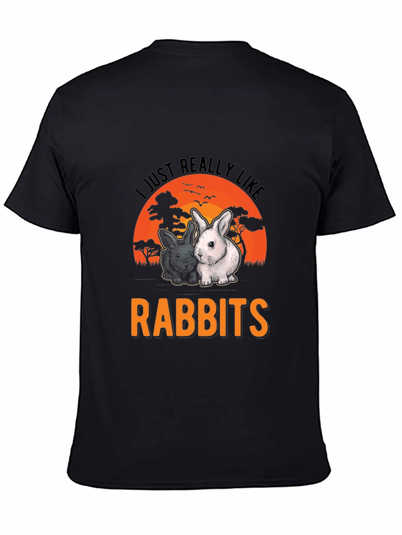Black I Just Really Like Rabbits T-Shirt view 4