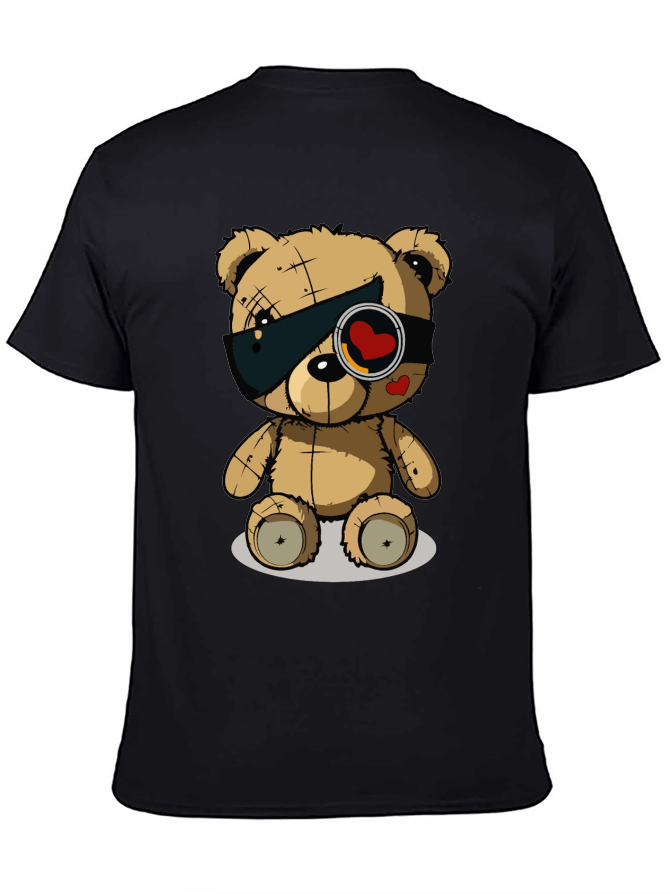 Black Trendy Black T-Shirt with Graphic Teddy Bear Design view 4