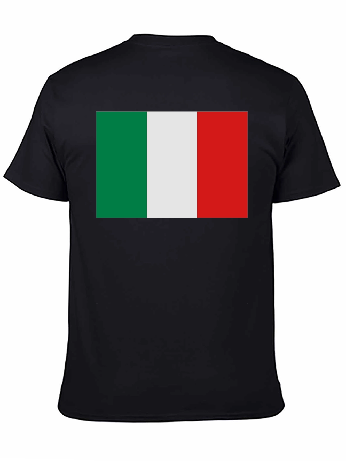 Black Italian Flag Graphic Tee - Black Crew Neck T-Shirt view 4