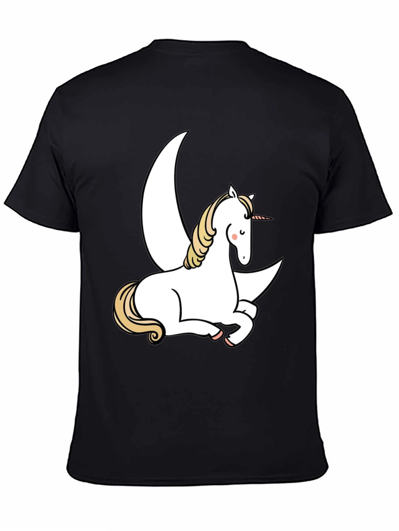Black Unicorn Moon Graphic Tee - Black Cotton Blend Shirt view 4