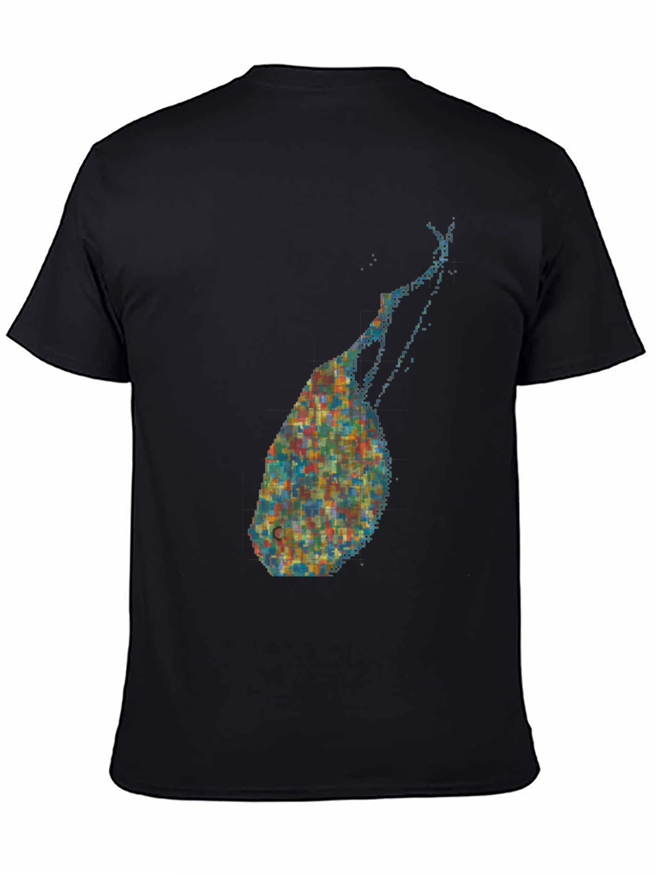 Black Abstract Pixel Art Graphic Black T-Shirt view 4