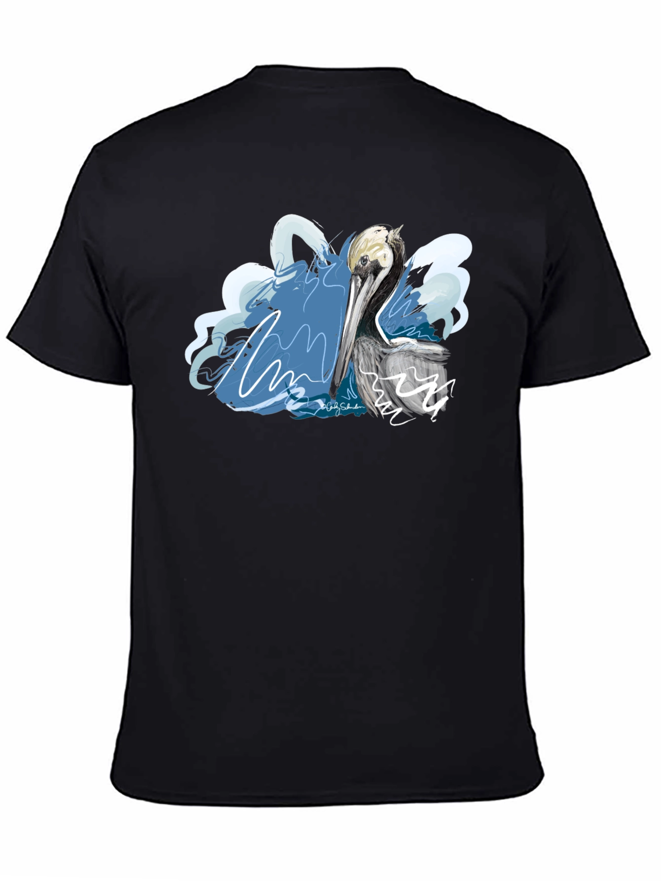 Black Pelican Graphic T-Shirt - Artistic Design view 4