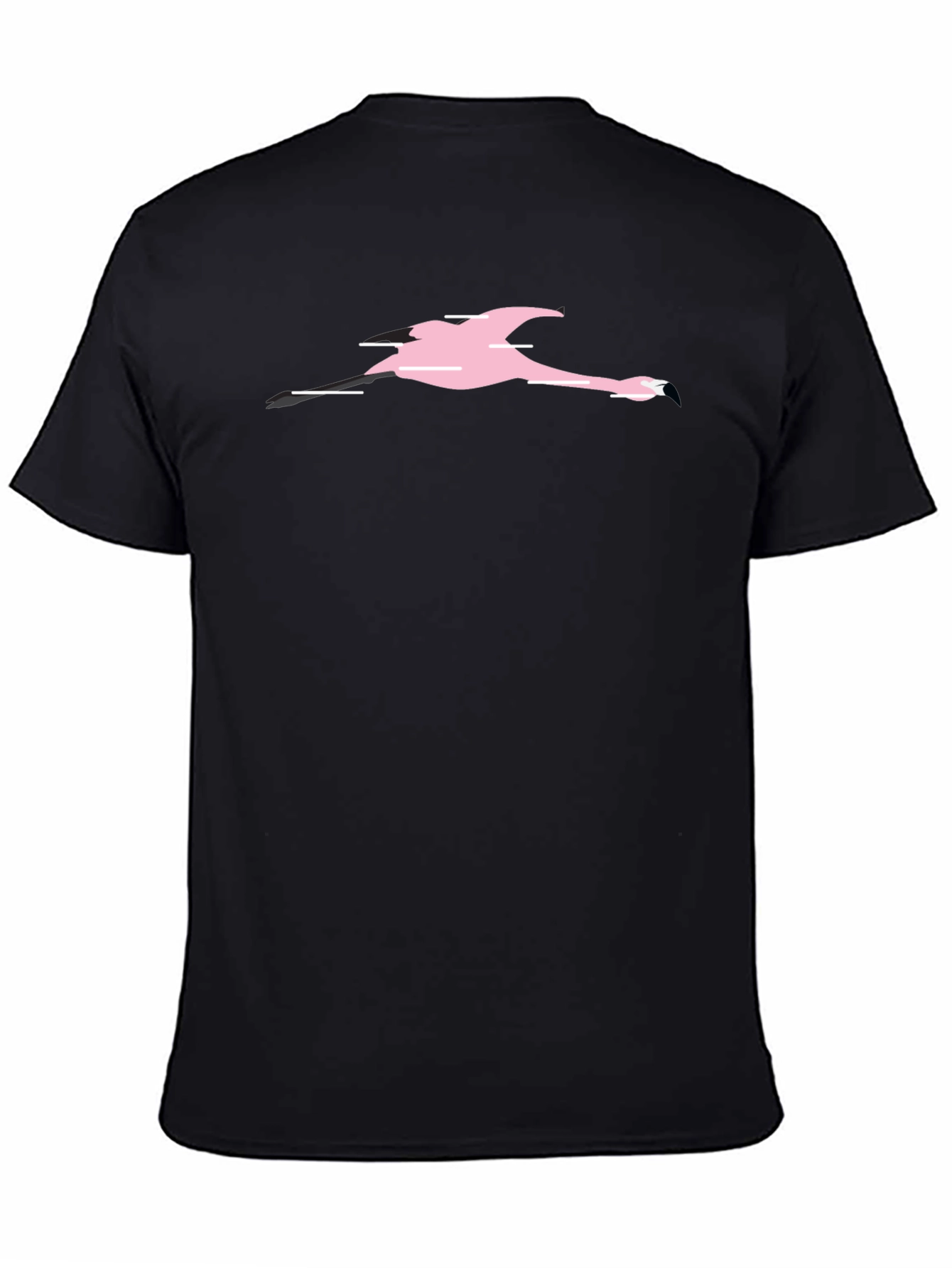 Black Black T-Shirt with Pink Flamingo Graphic view 4