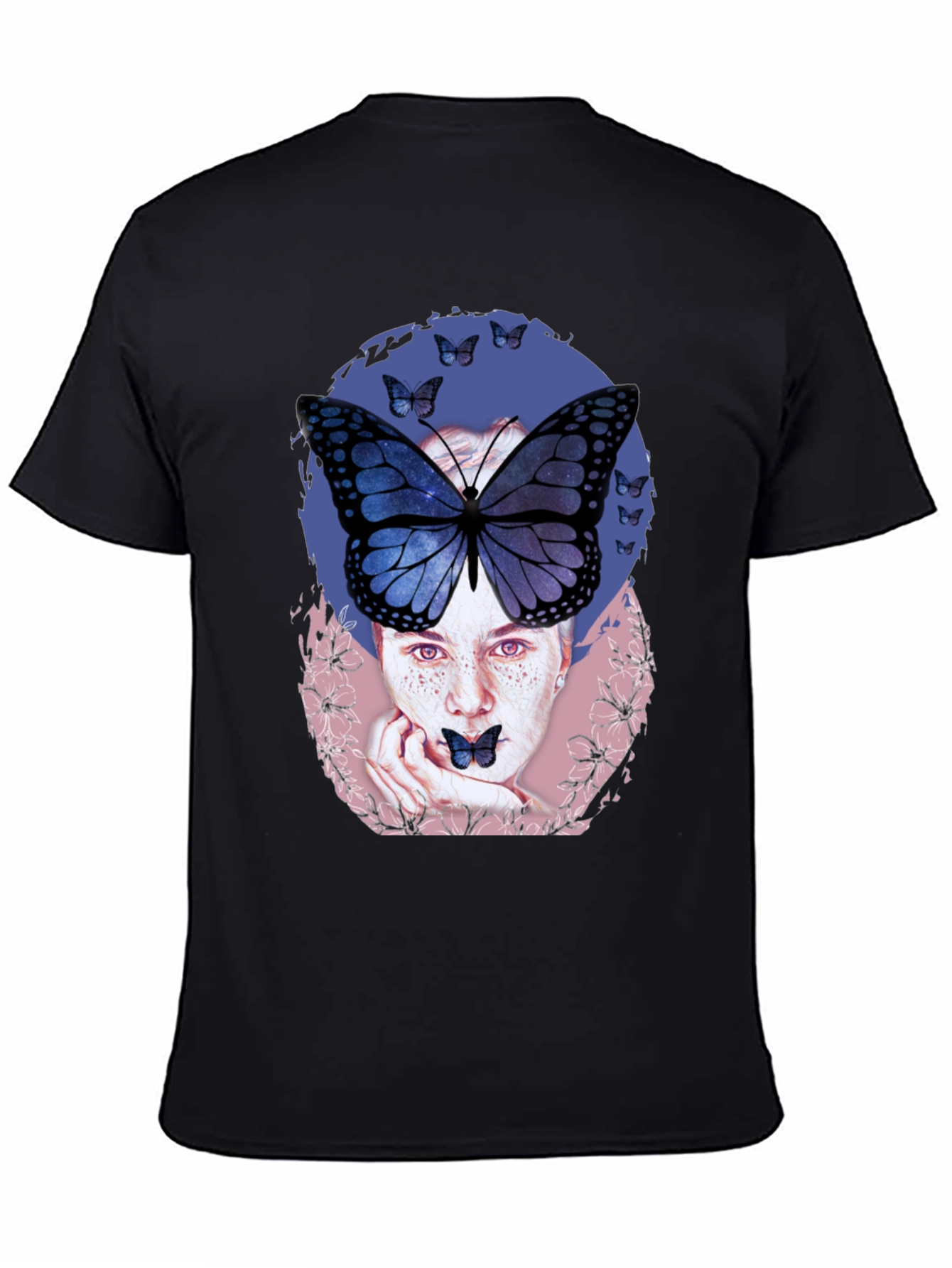 Black Butterfly Woman Graphic Tee view 4