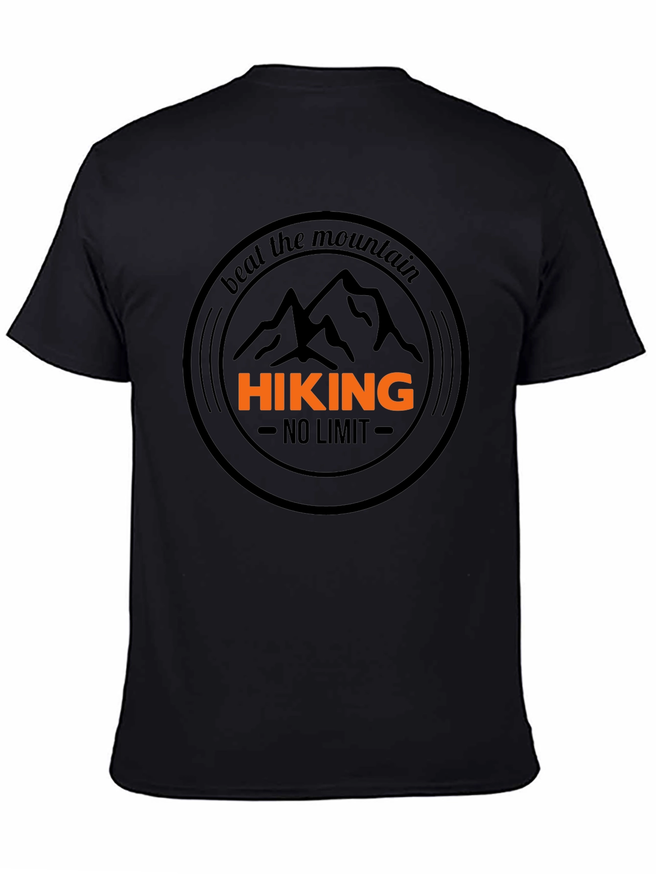 Black Hiking T-Shirt - Beat The Mountain - Black Cotton Tee view 4