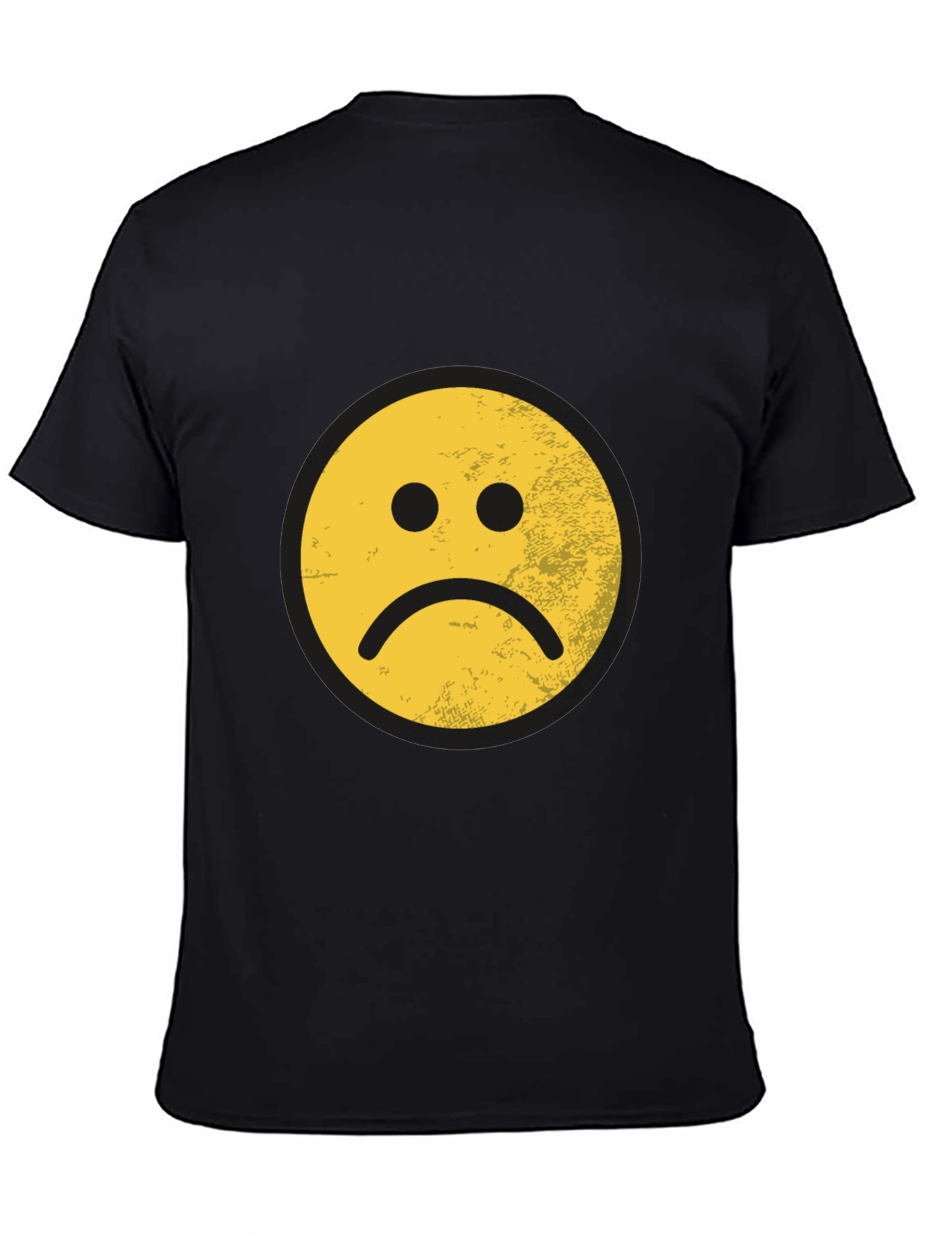 Black Sad Face Graphic Tee - Black Cotton Blend view 4