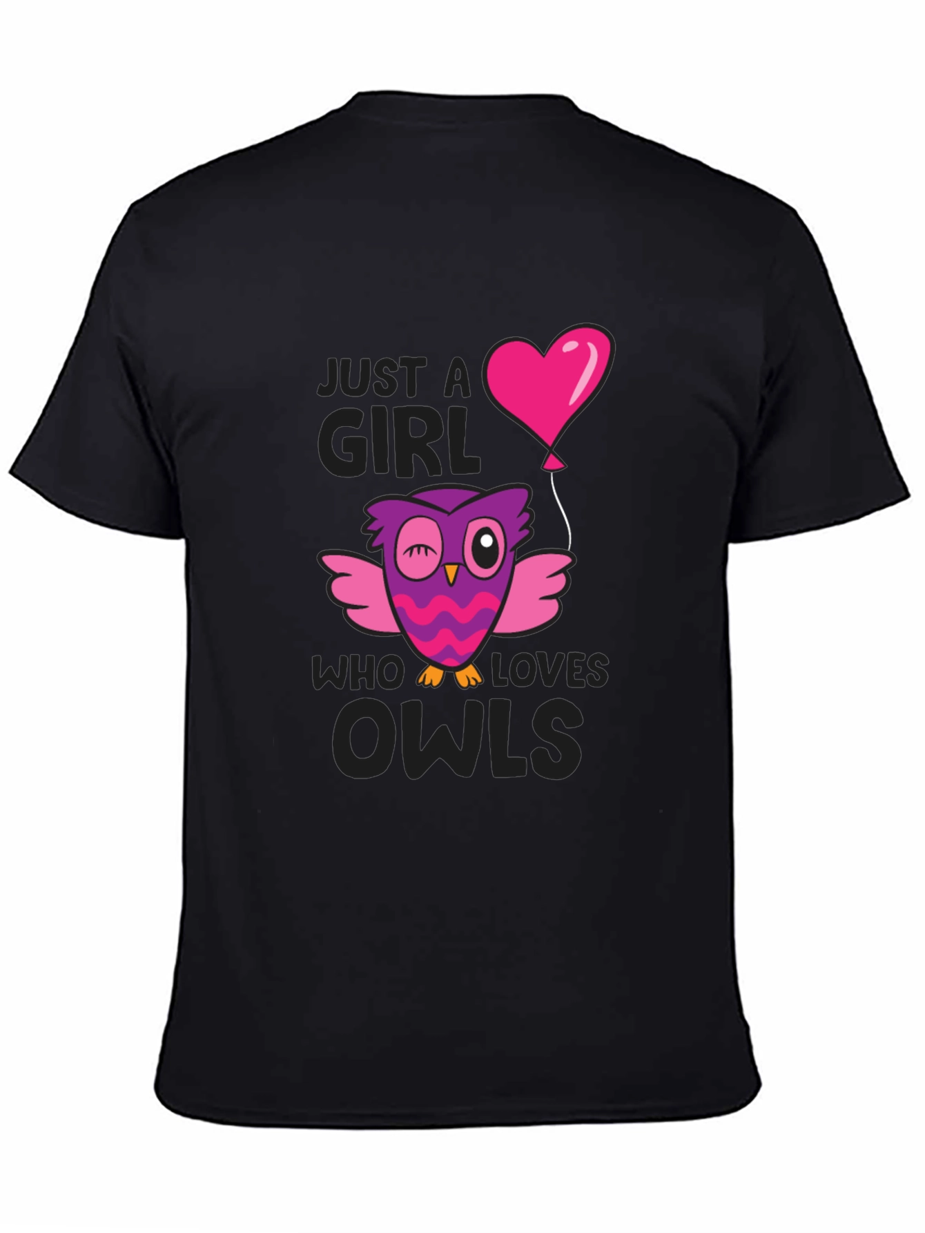 Black Just A Girl Who Loves Owls T-Shirt view 4