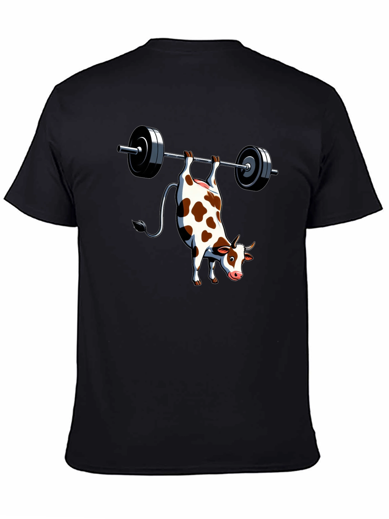 Black Funny Cow Weightlifting Black T-Shirt view 4