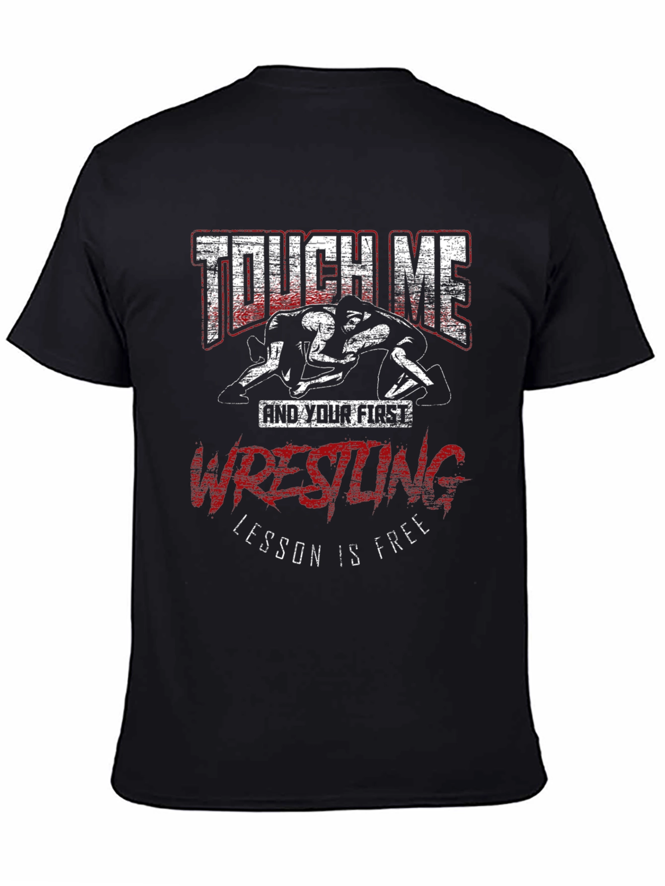 Black Touch Me Wrestling T-Shirt - Funny Graphic Tee view 4