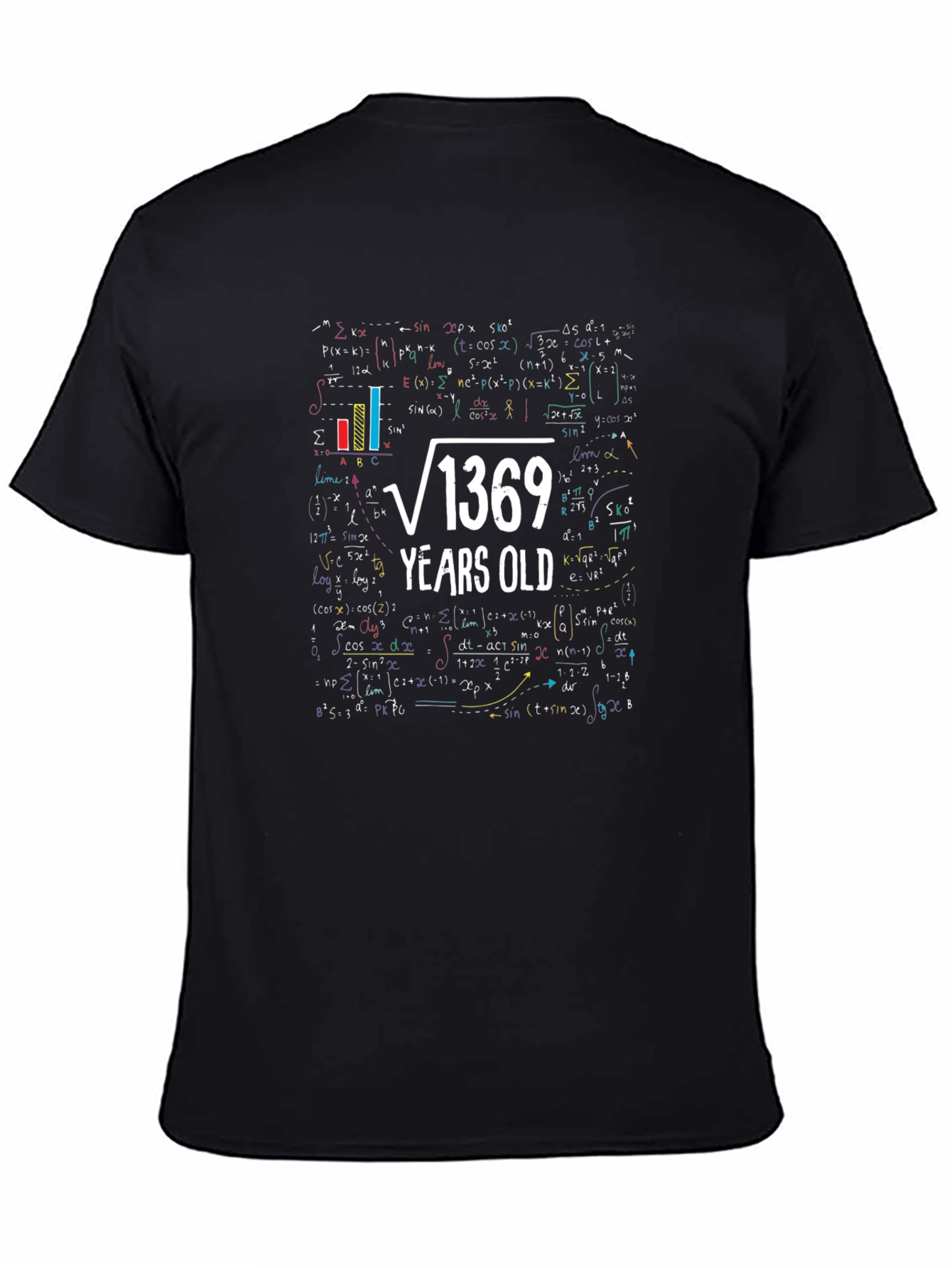 Black Math Humor T-Shirt - Root of 1369 Birthday Tee view 4