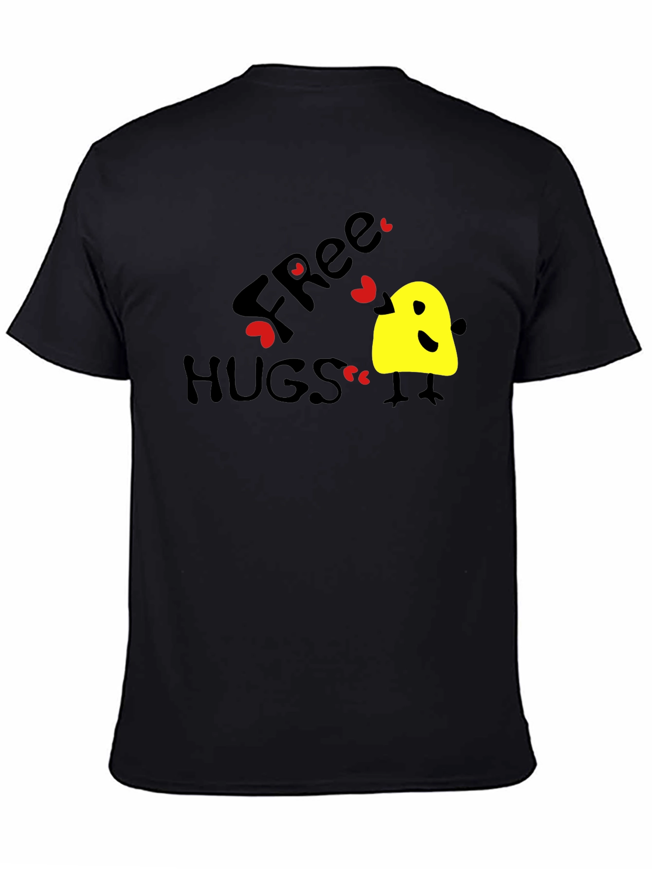 Black Free Hugs Graphic Tee - Black Cotton T-Shirt view 4