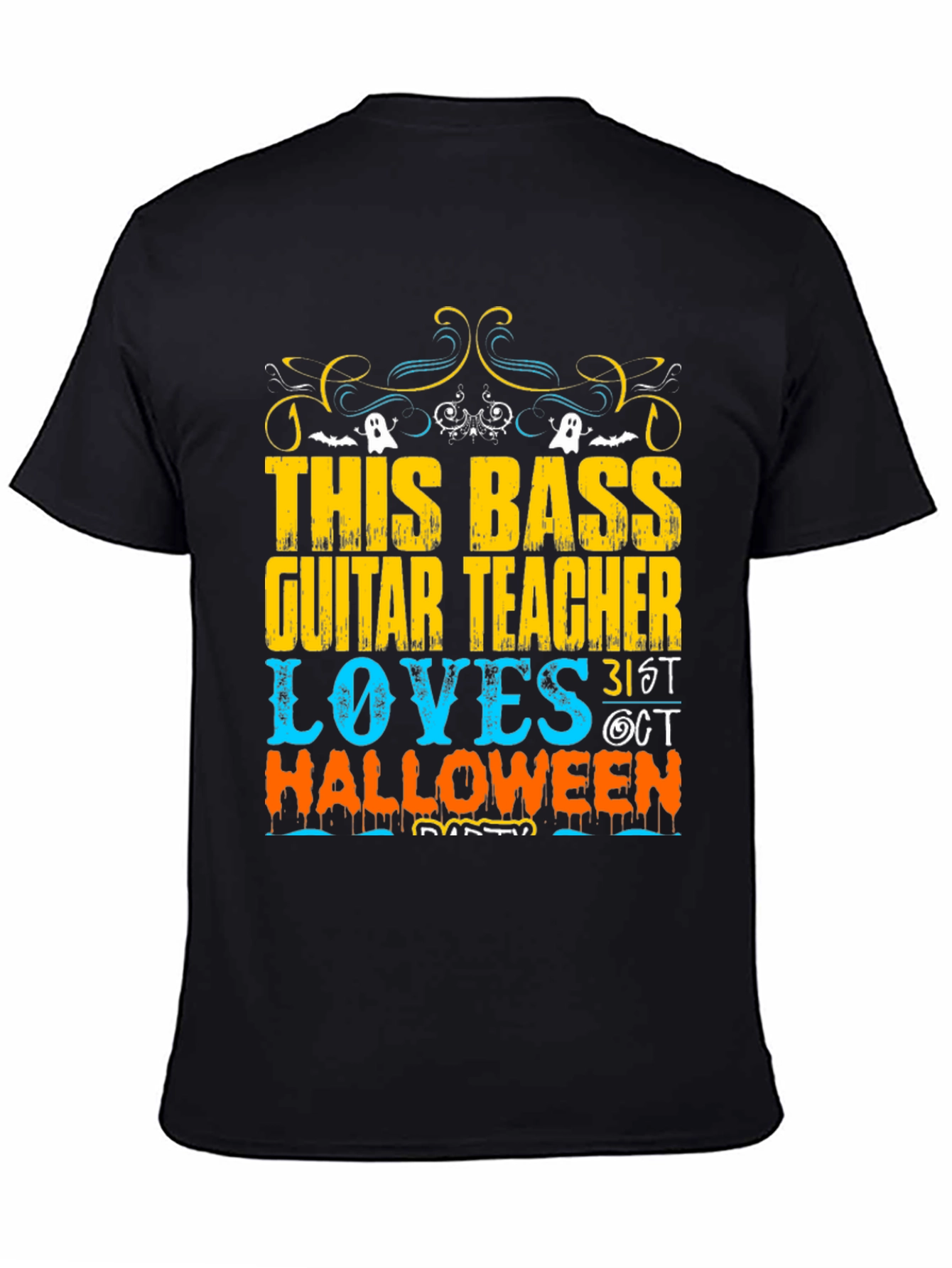 Black Bass Guitar Teacher Halloween T-Shirt view 4
