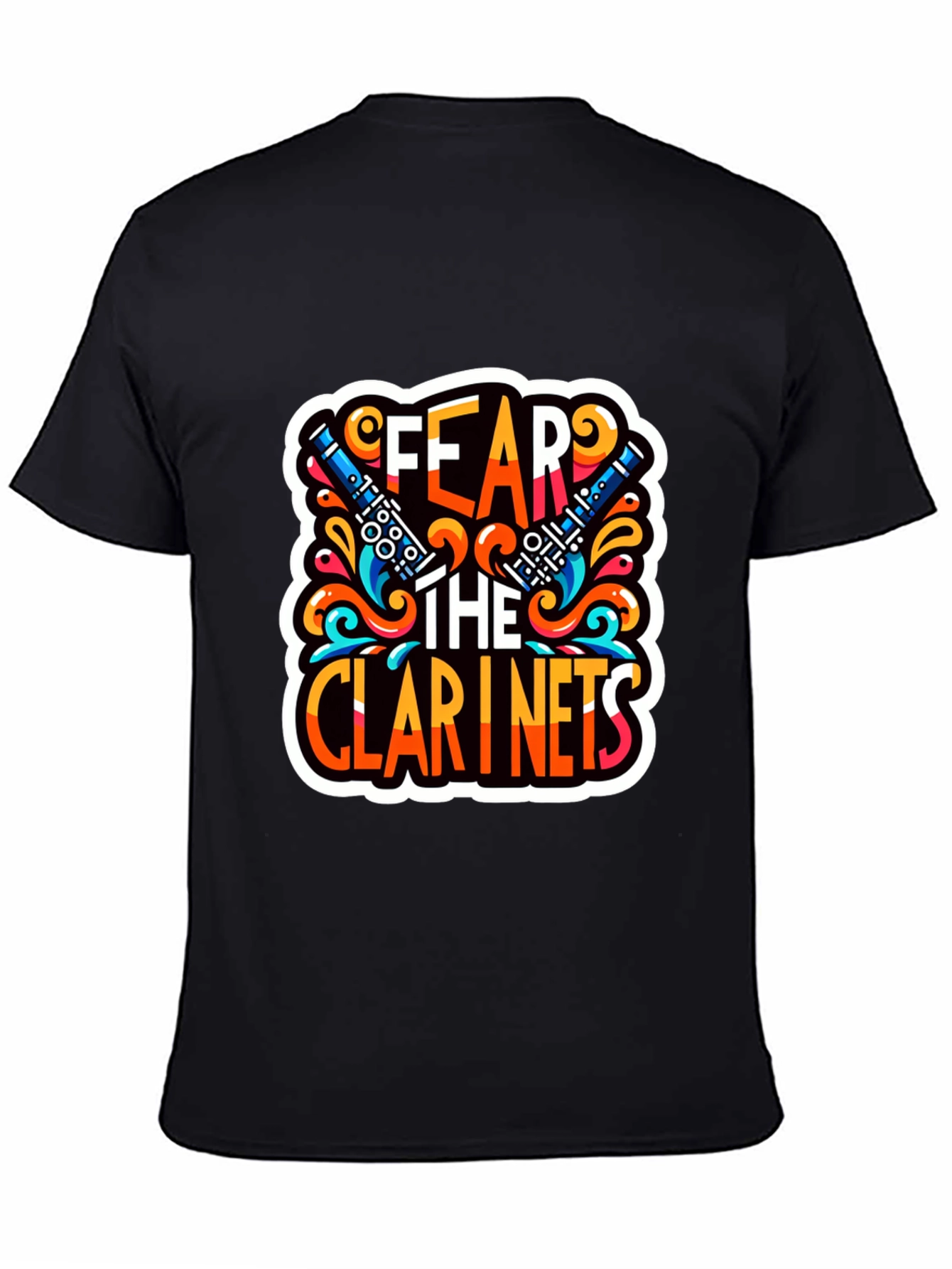 Black Fear the Clarinets Graphic T-Shirt - Music Lover Tee view 4
