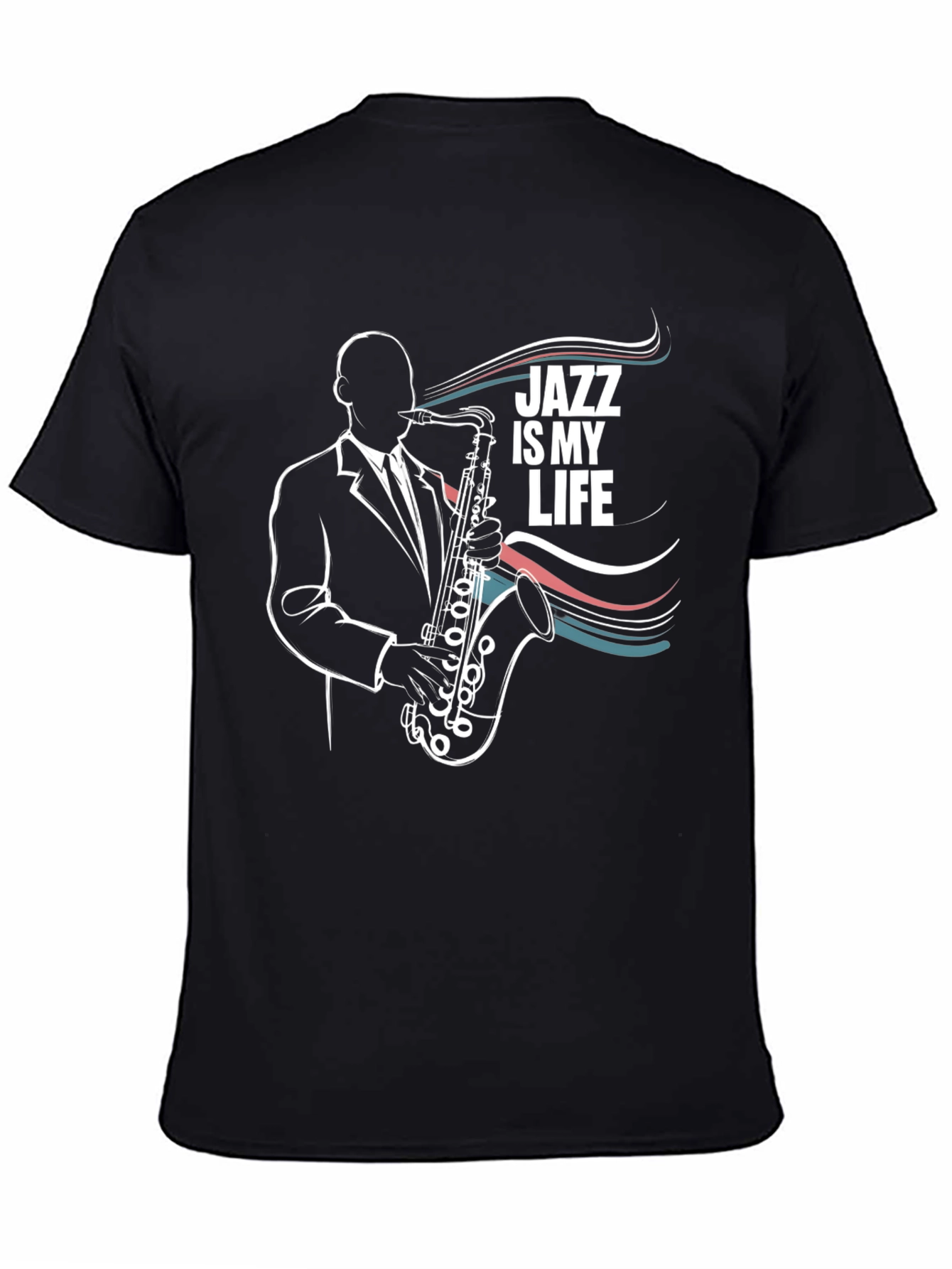 Black Jazz is my Life T-Shirt - Saxophone Graphic Tee view 4