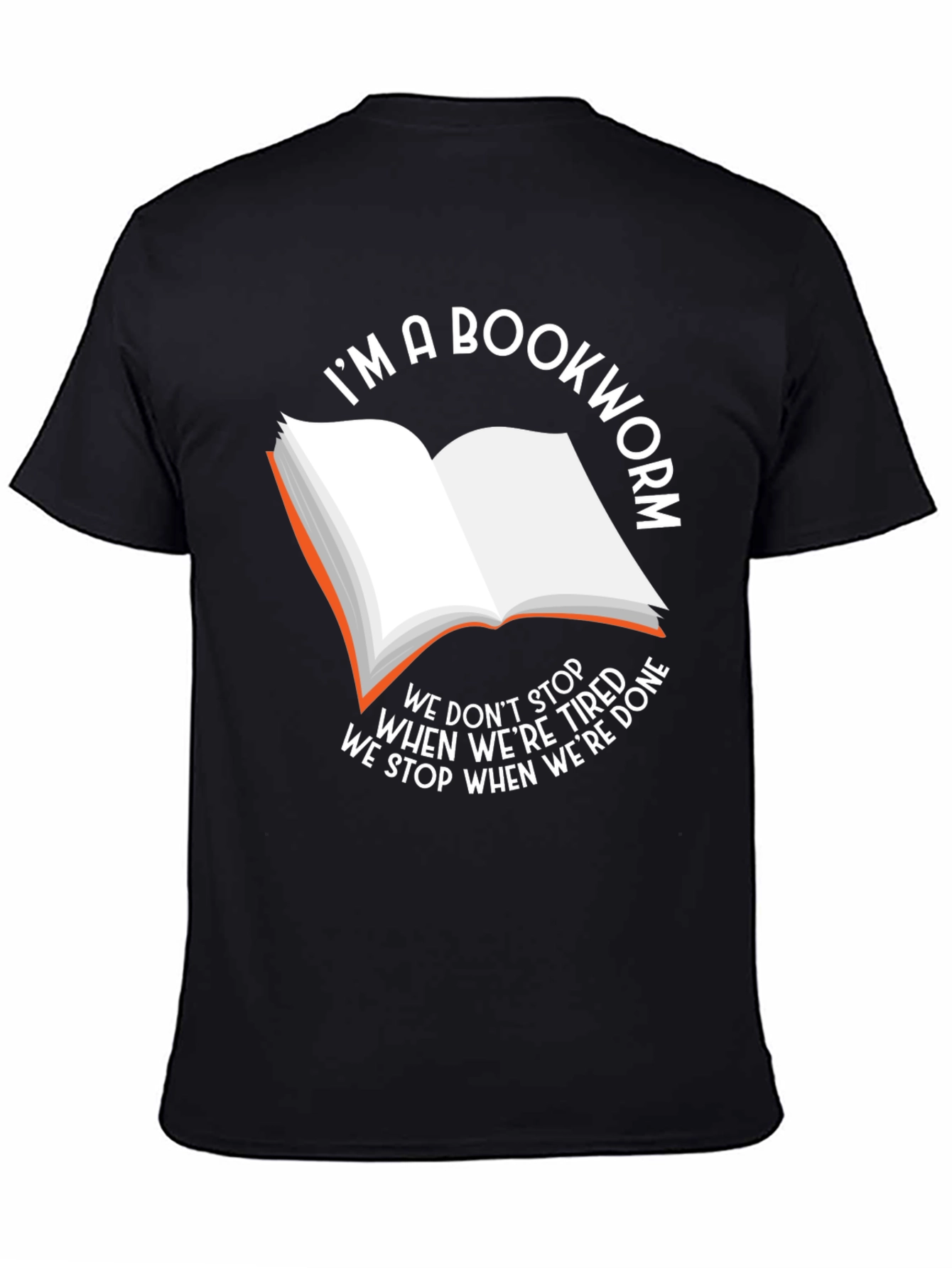 Black Bookworm T-Shirt - We Stop When We're Done view 4