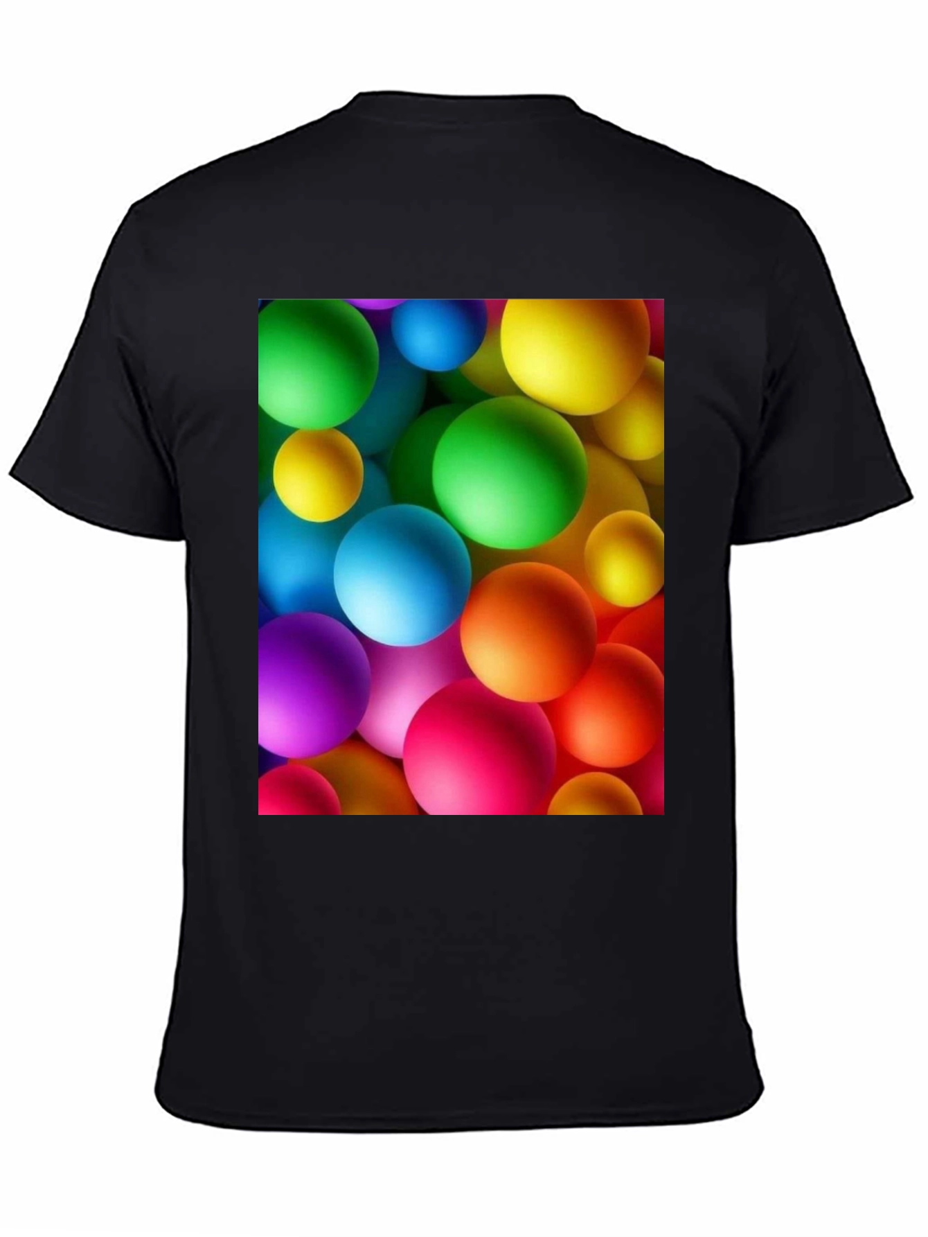 Black Colorful Spheres Graphic Print Black T-Shirt view 4