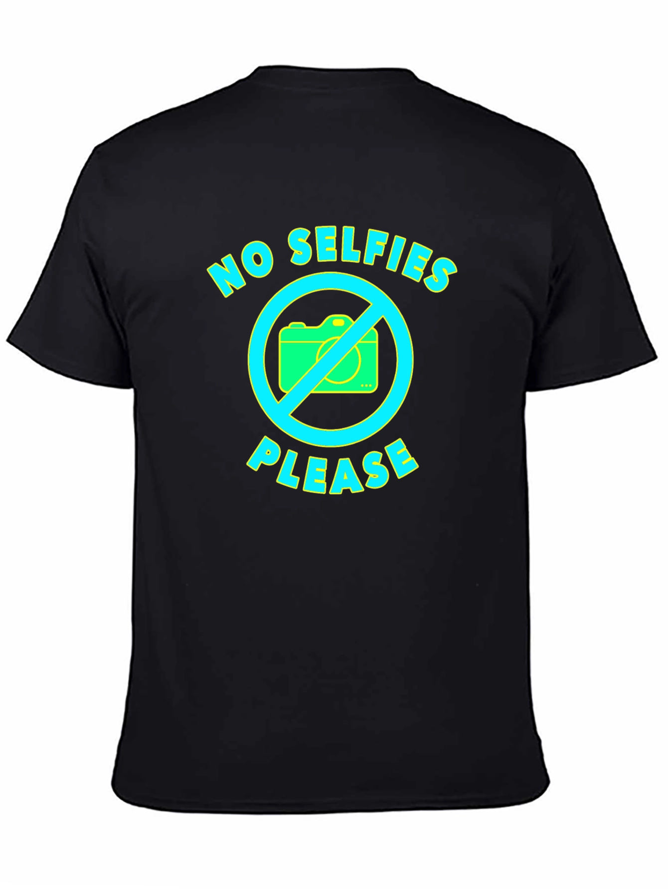 Black No Selfies Please Graphic T-Shirt view 4