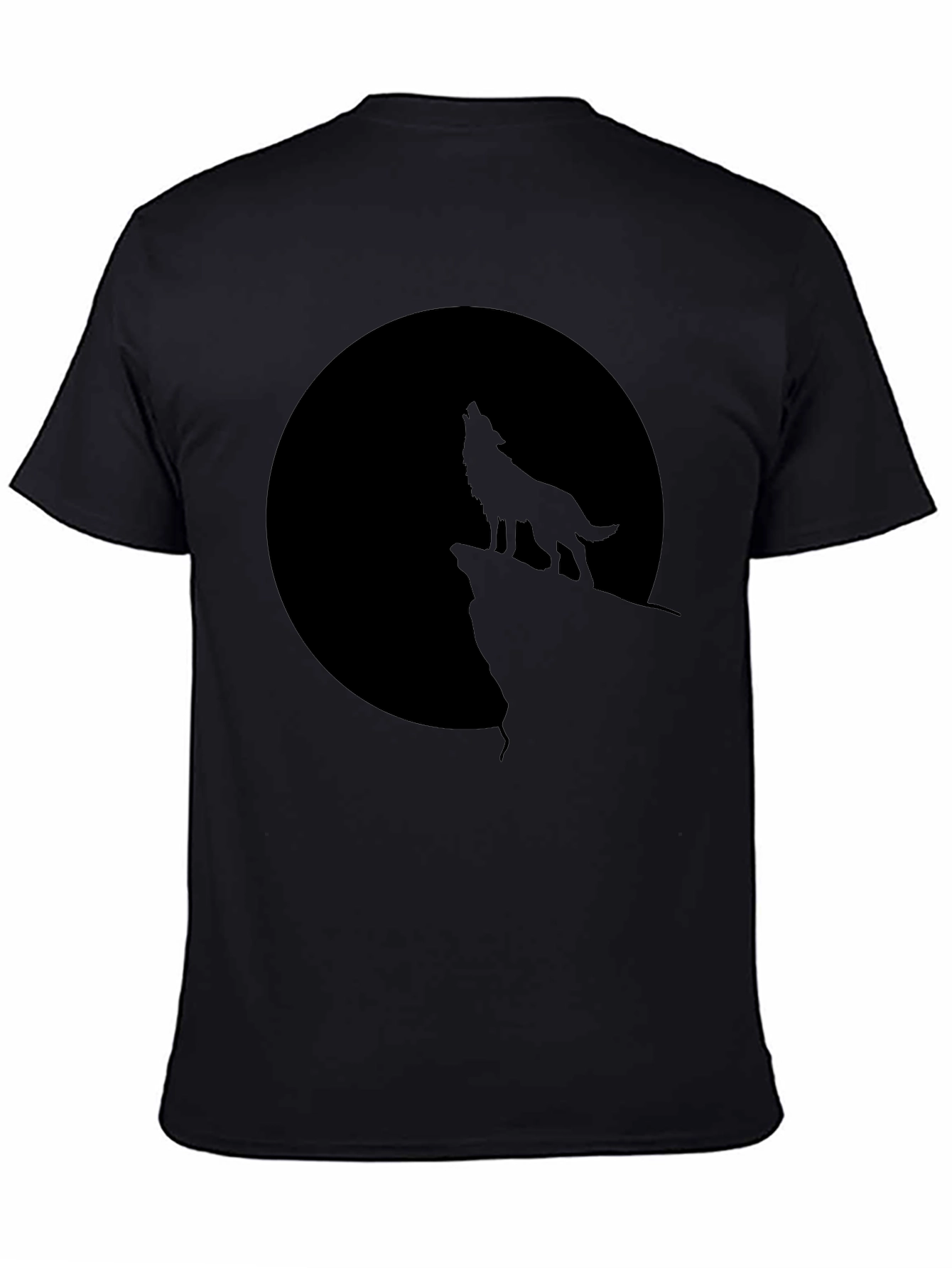 Black Wolf Moon Graphic Tee - Black Cotton Blend view 4