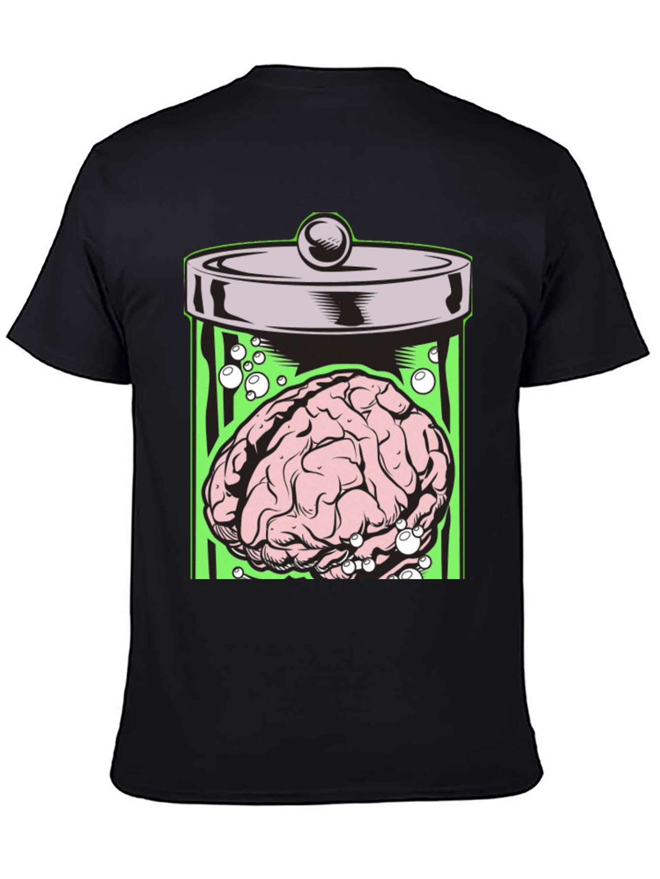 Black Brain in Jar Graphic Tee - Men's Black T-Shirt view 4