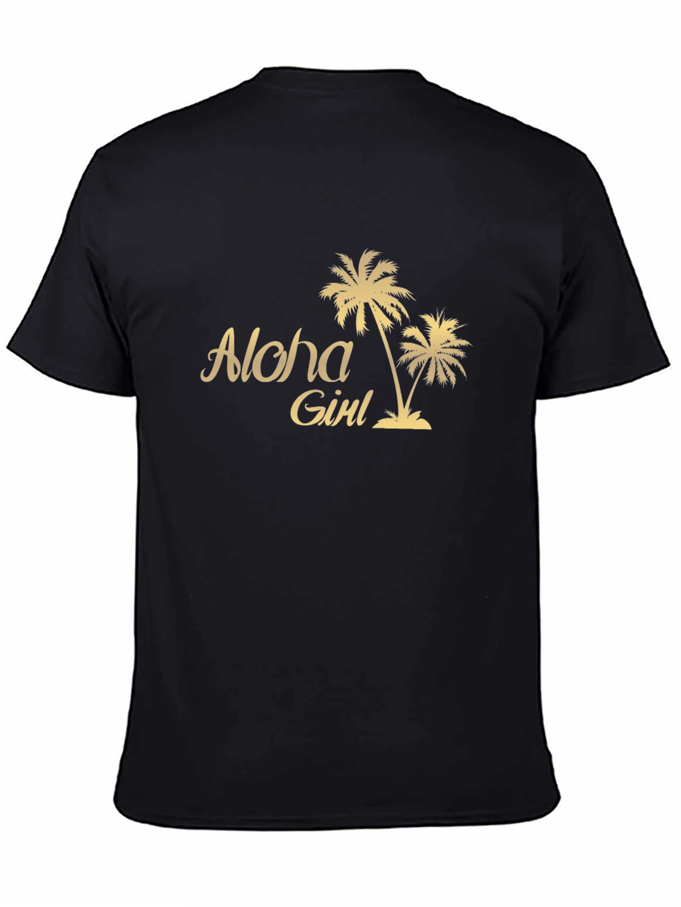 Black Aloha Girl Graphic Tee - Tropical Palm Tree T-Shirt view 4