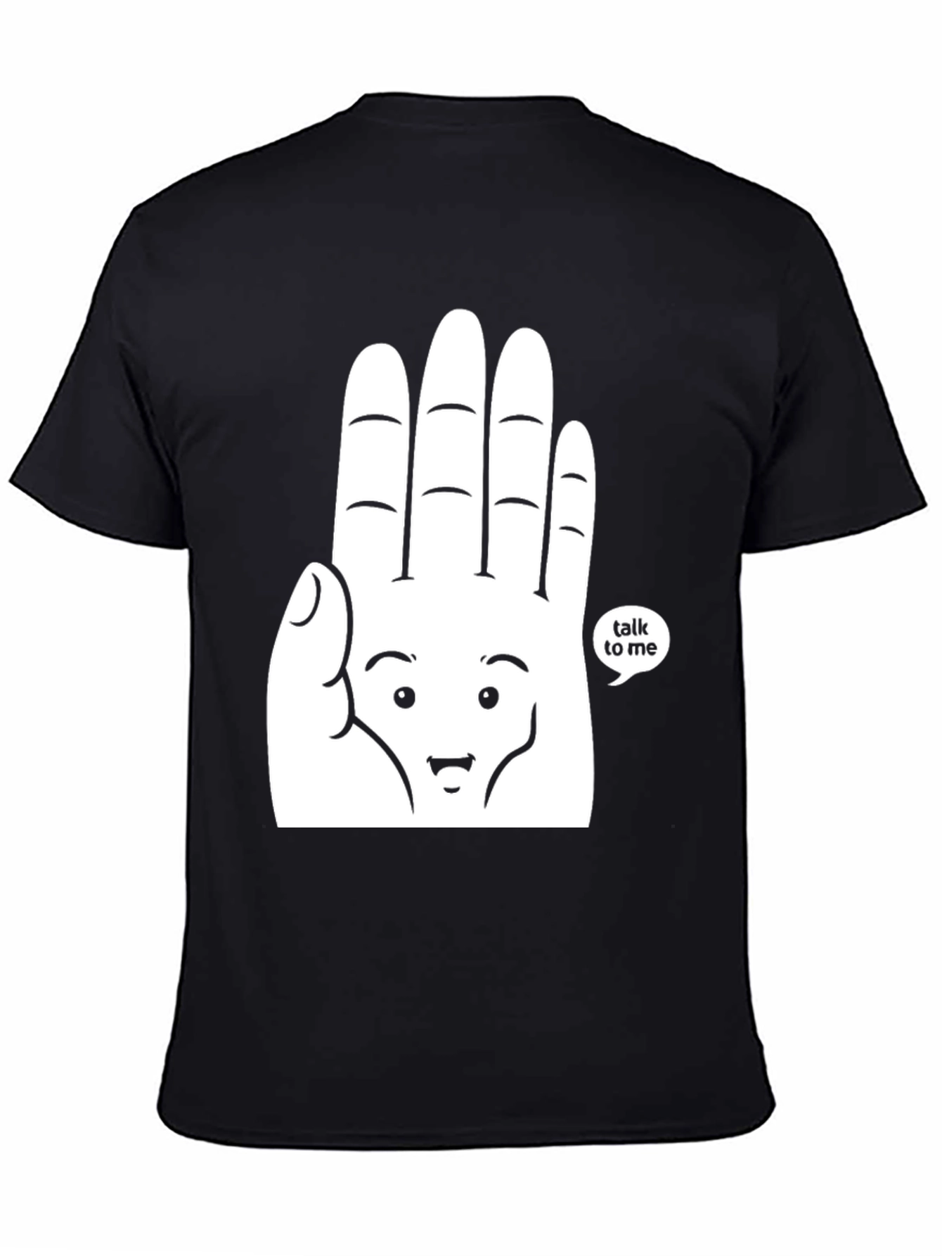 Black Talk To Me Graphic Tee - Funny Hand Design T-Shirt view 4