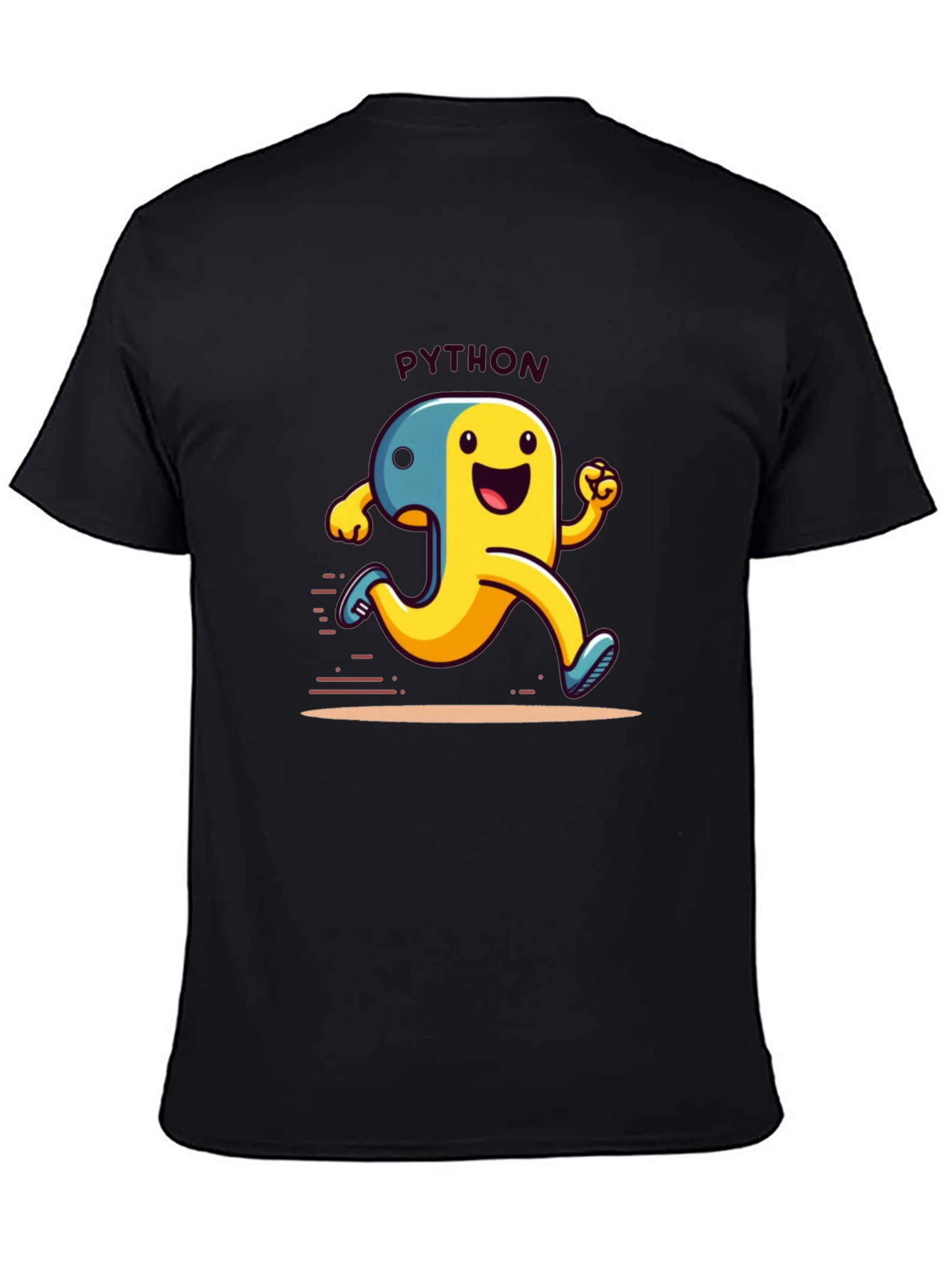 Black Python Programmer Cartoon Black T-Shirt view 4