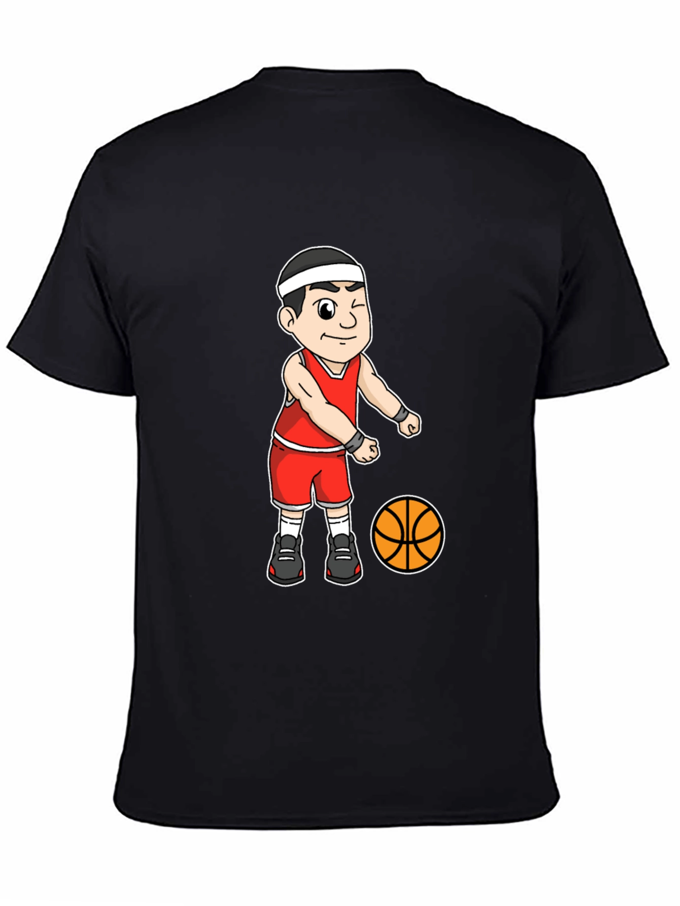 Black Cartoon Basketball Player Graphic Tee view 4