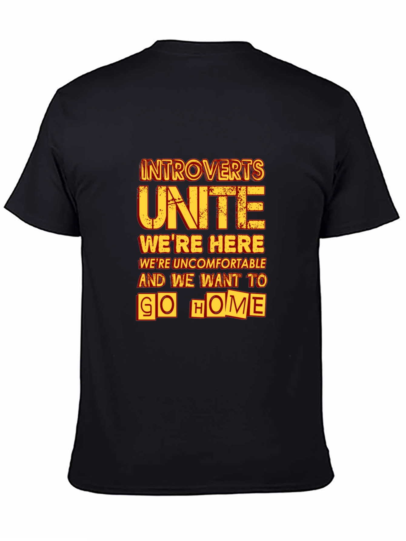 Black Introverts Unite Graphic Tee - Black Cotton T-Shirt view 4
