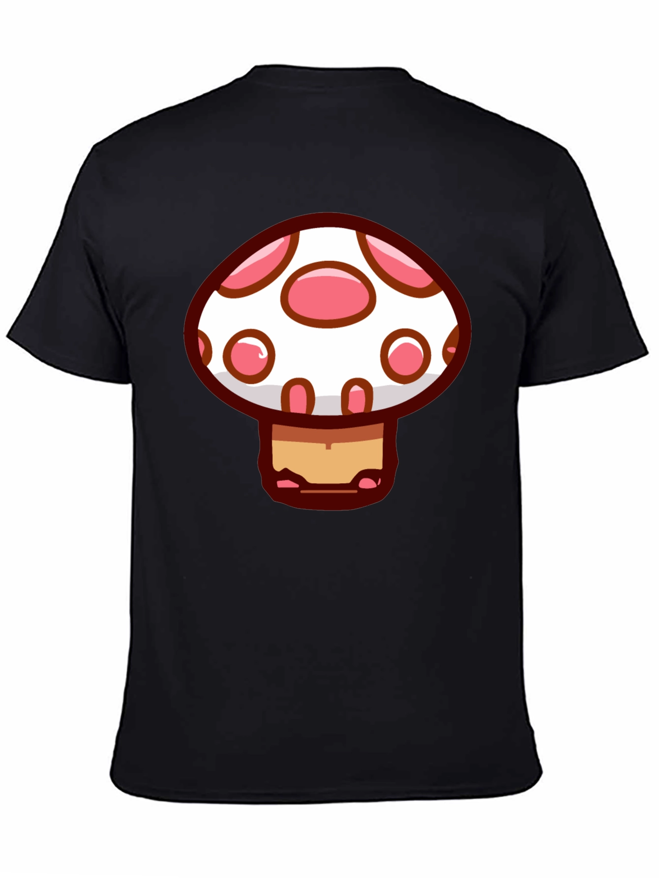 Black Mushroom Graphic Tee - Casual Black T-Shirt view 4