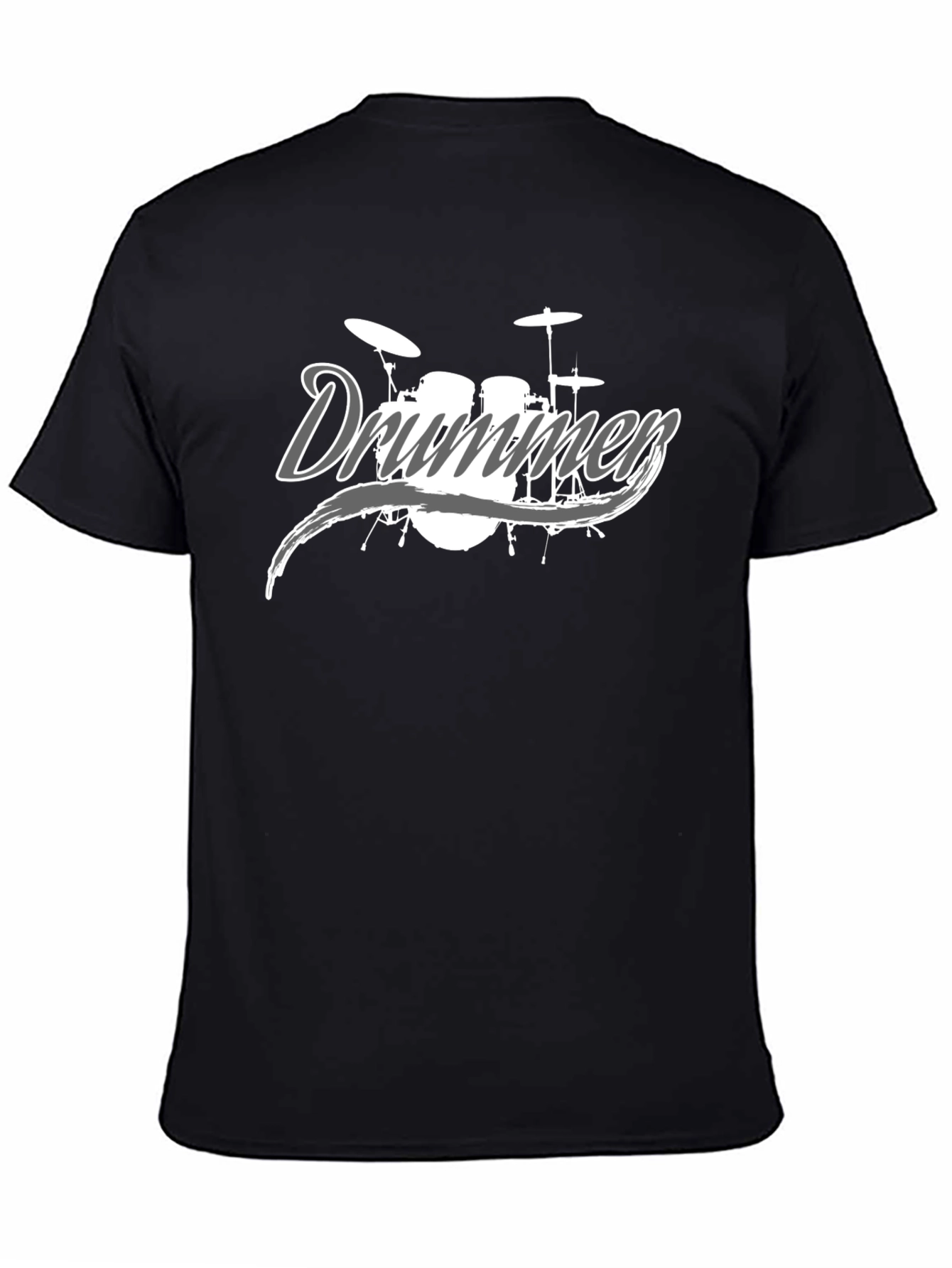 Black Drummer T-Shirt - Black - Music Lover Tee view 4