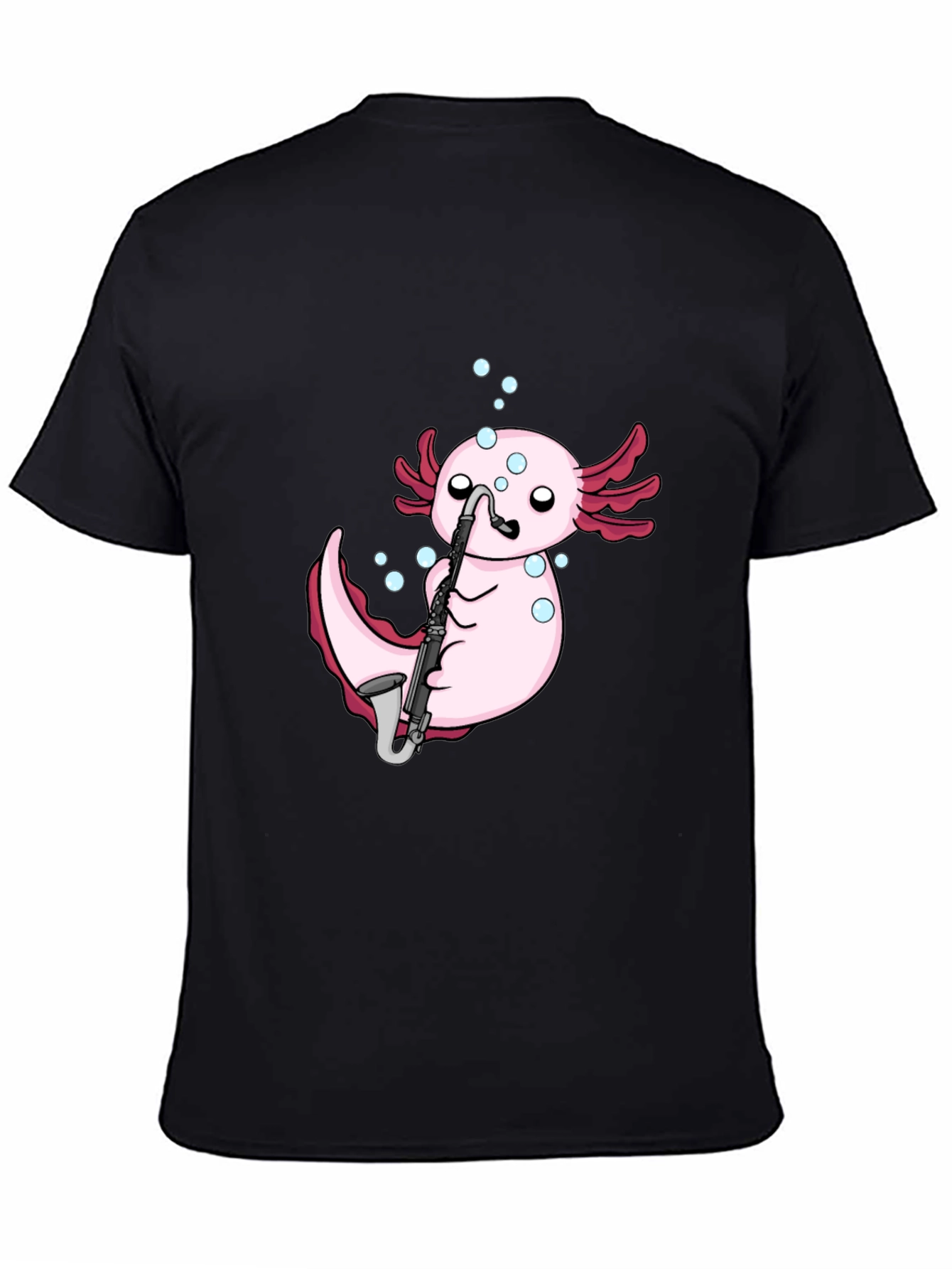 Black Axolotl Saxophone Black T-Shirt view 4