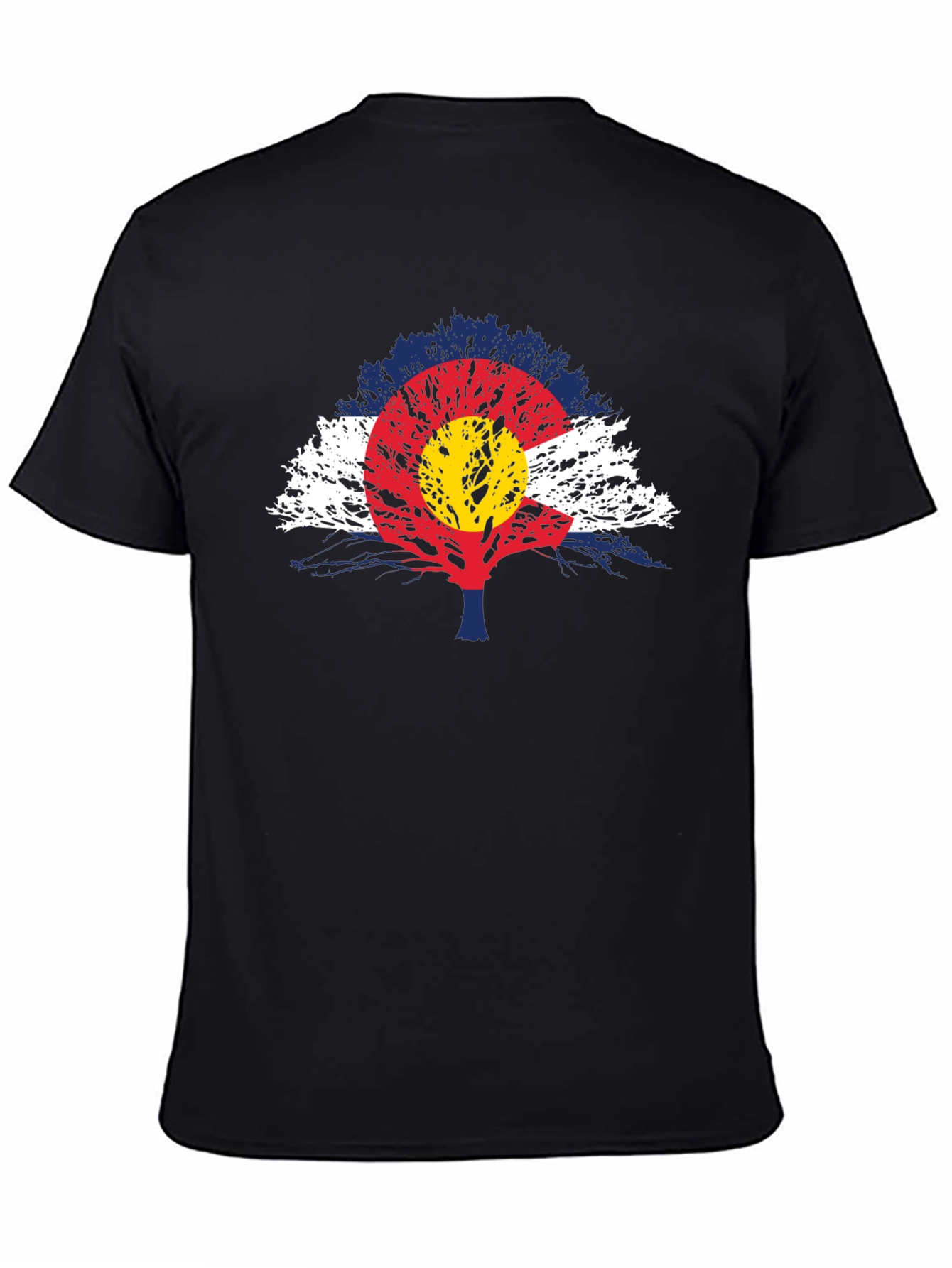 Black Colorado Flag Tree Men's T-Shirt view 4